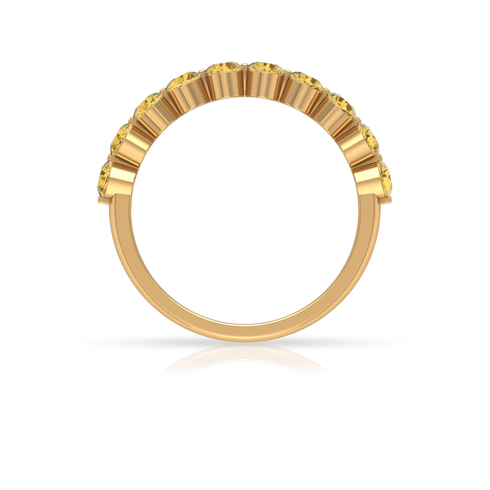 Citrine Eternity Ring – Half Eternity Band with Floating Round Yellow Stones