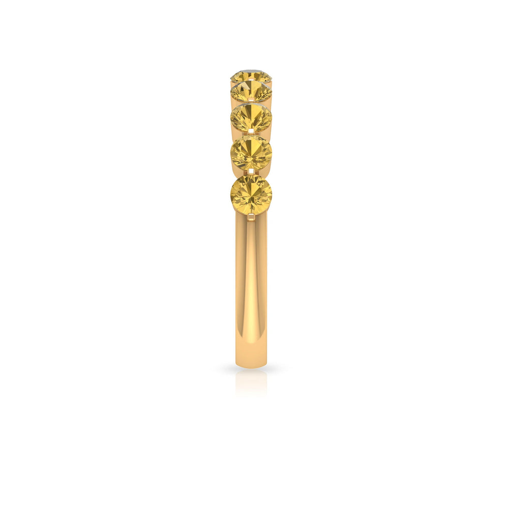 Citrine Eternity Ring – Half Eternity Band with Floating Round Yellow Stones