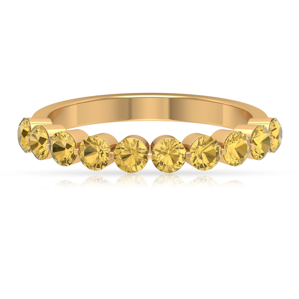 Citrine Eternity Ring – Half Eternity Band with Floating Round Yellow Stones