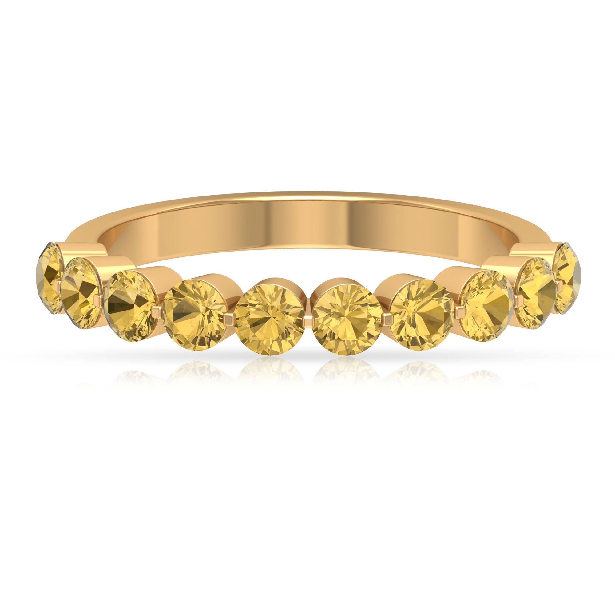Citrine Eternity Ring – Half Eternity Band with Floating Round Yellow Stones