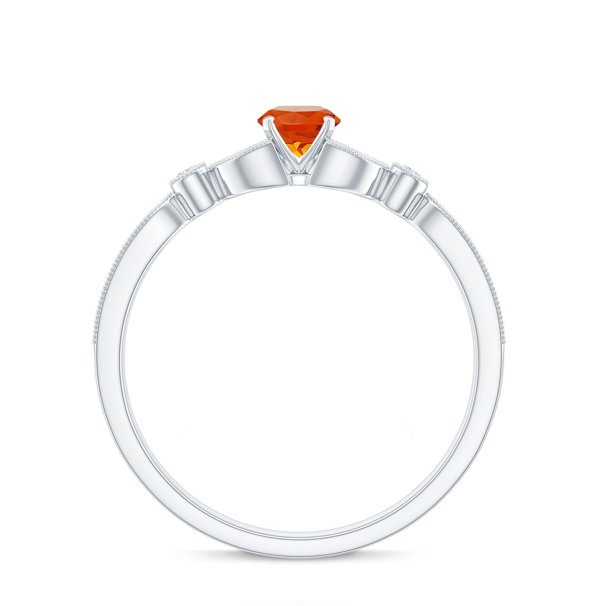 Minimal Fire Opal and Diamond Promise Ring