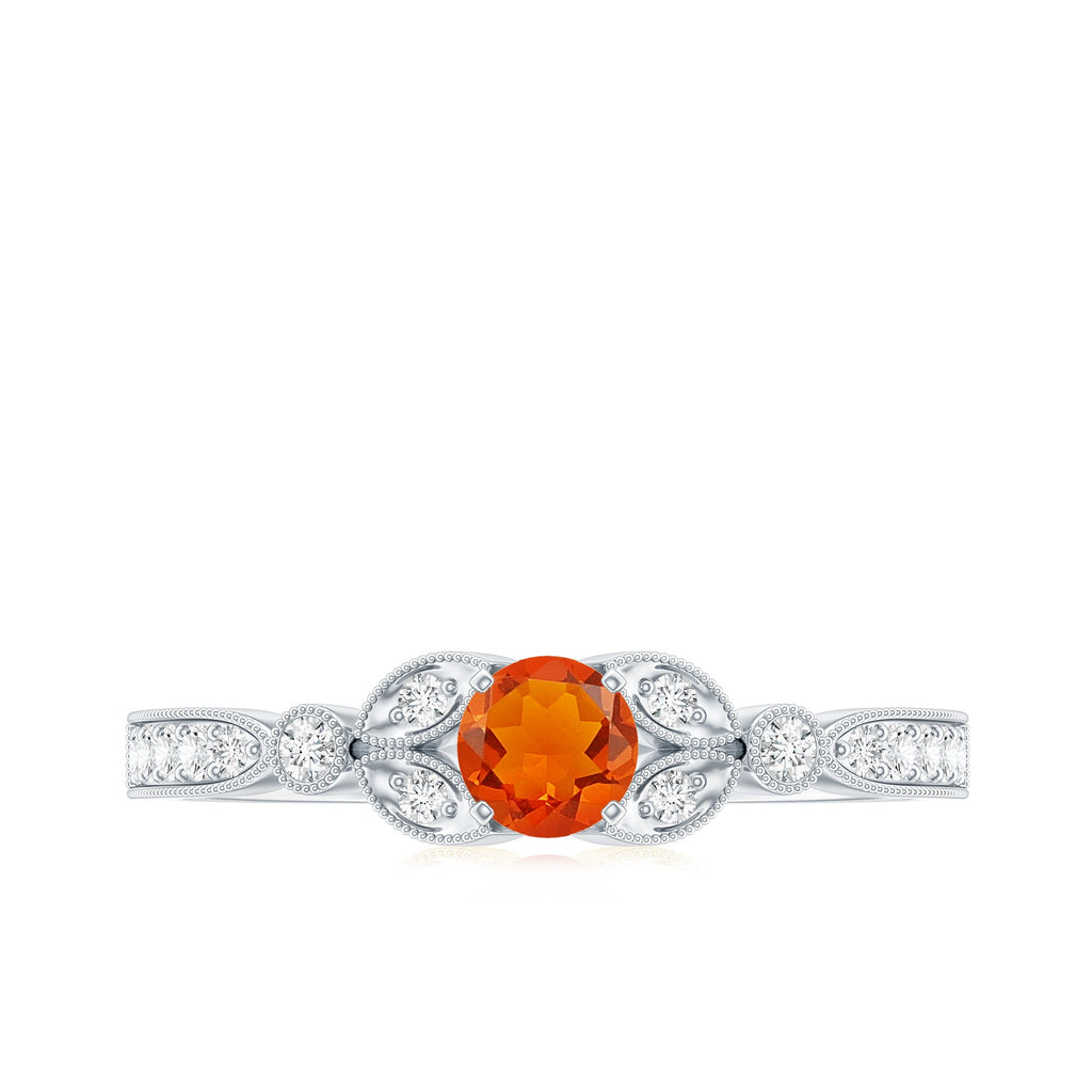 Minimal Fire Opal and Diamond Promise Ring