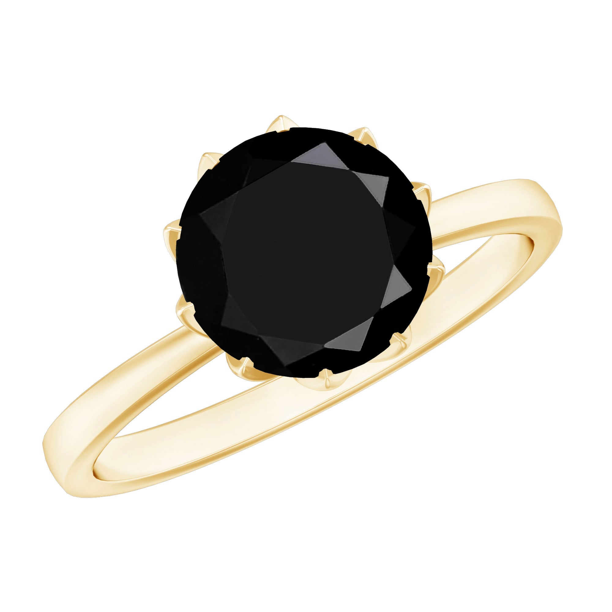Natural 2.68 Carat Black Spinel Solitaire Engagement Ring