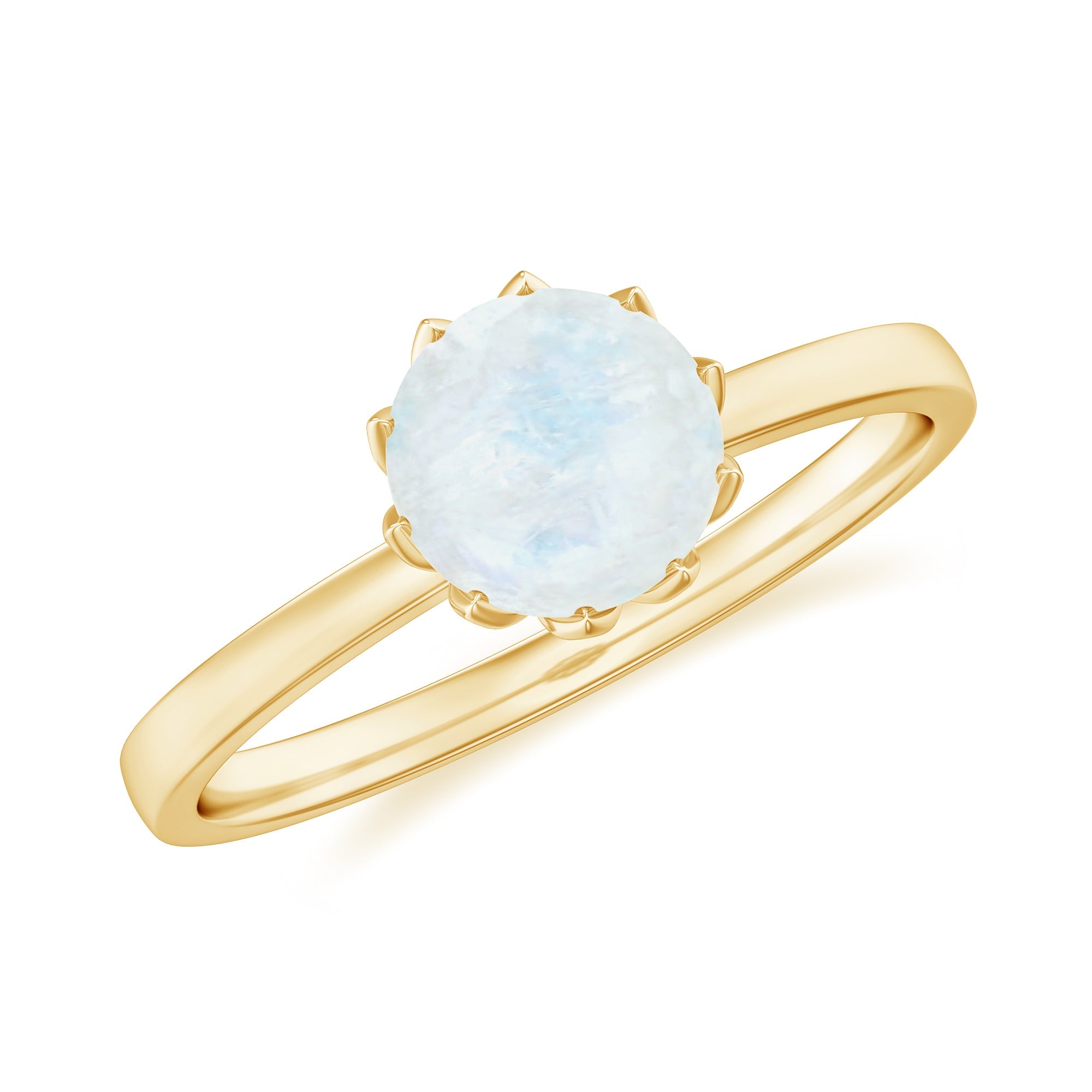 Moonstone Solitaire Ring – Natural 6MM Round Gemstone in Lotus Basket Setting