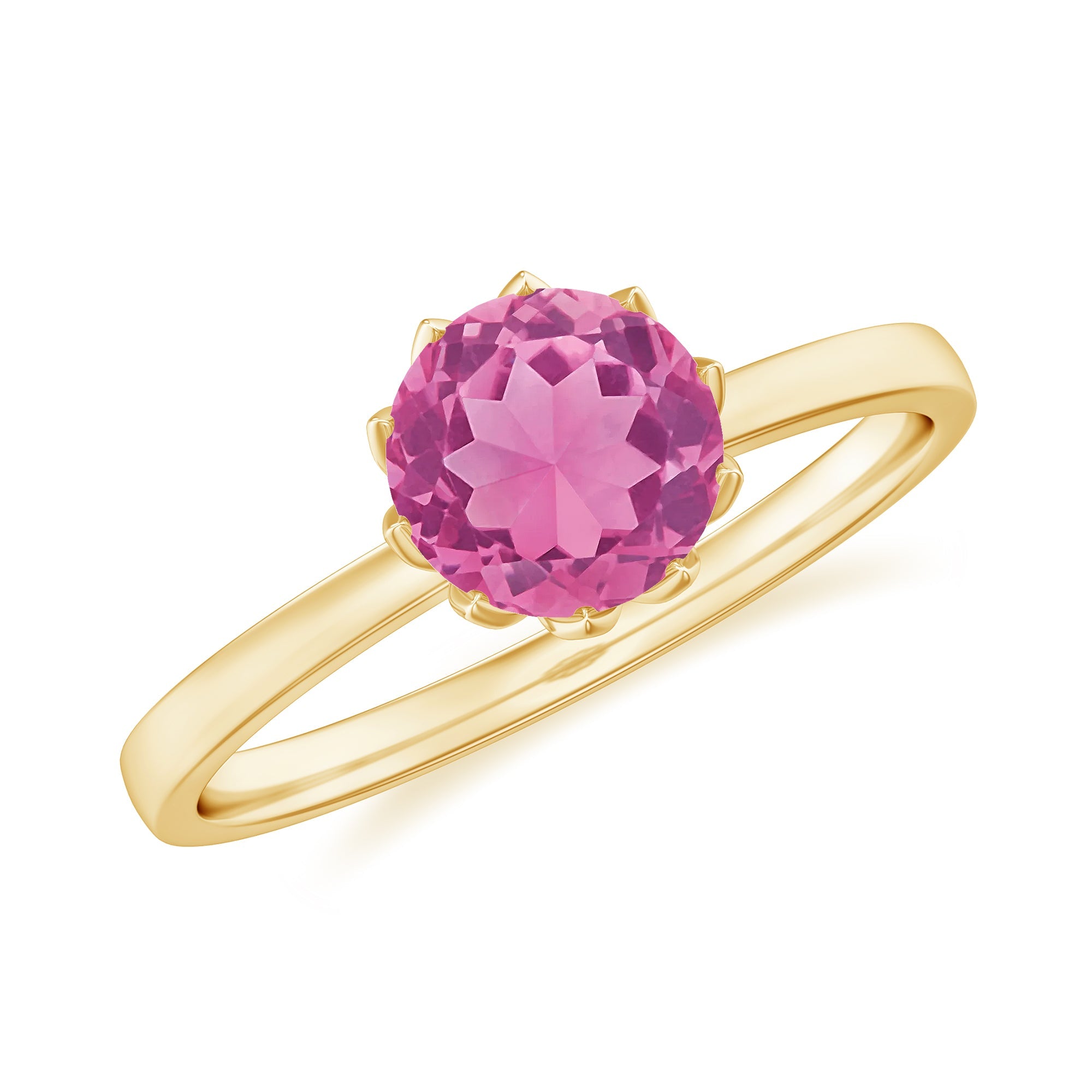 Pink Tourmaline Ring – 1.2 Carat Solitaire Ring With Lotus Basket Setting