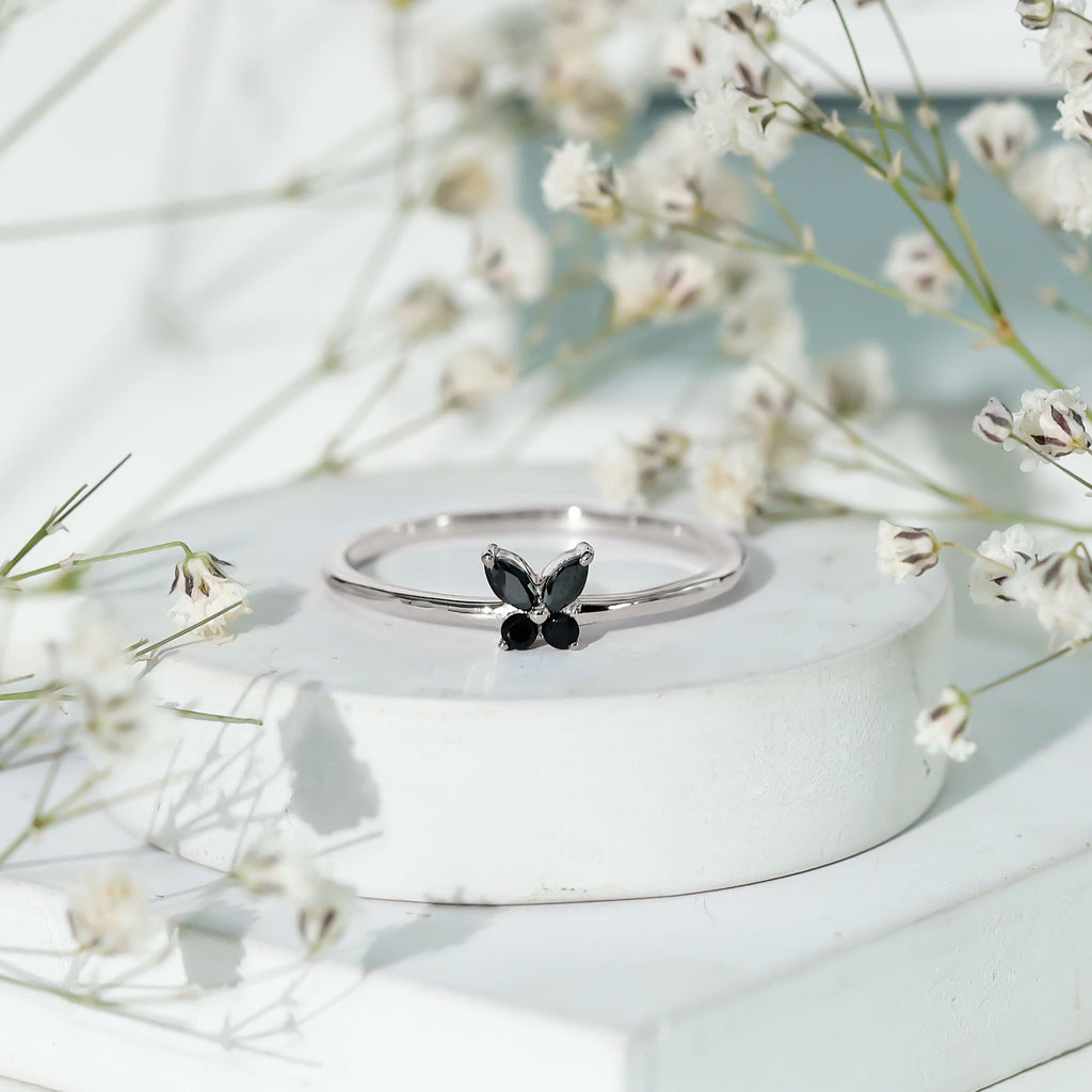 Genuine Black Onyx Butterfly Promise Ring