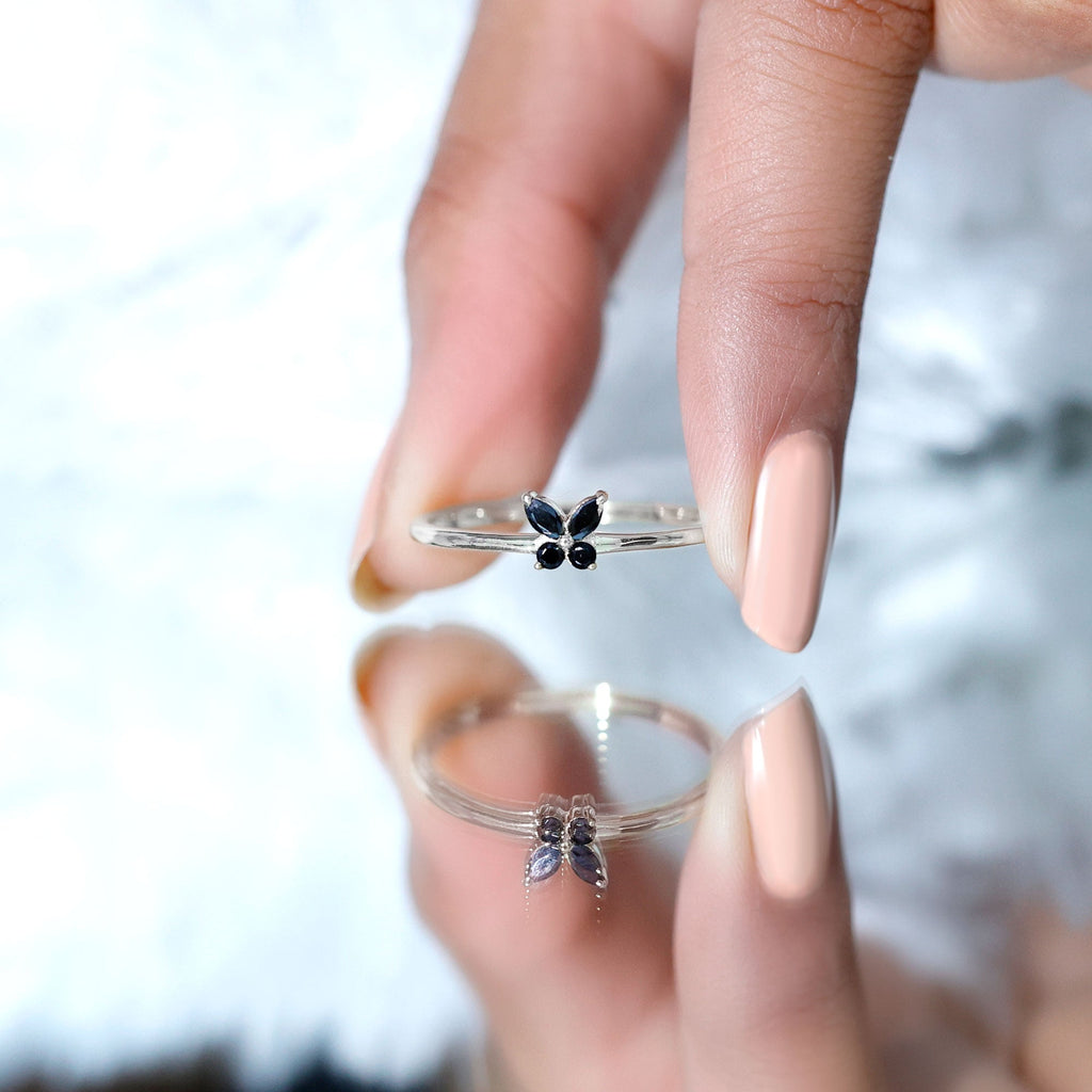 Genuine Black Onyx Butterfly Promise Ring