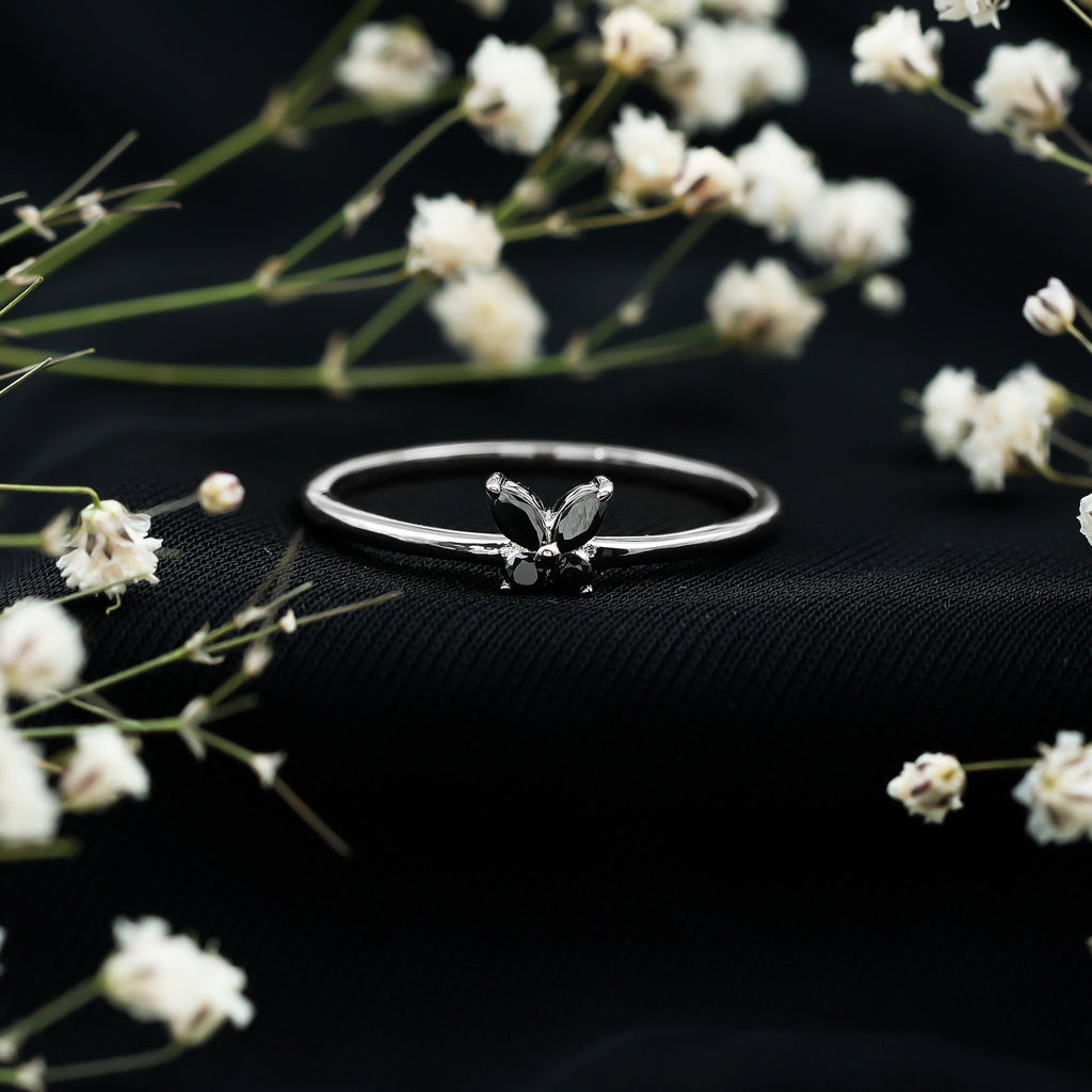 Genuine Black Onyx Butterfly Promise Ring