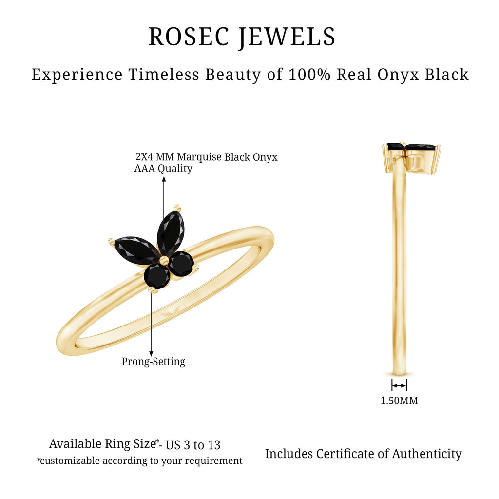Genuine Black Onyx Butterfly Promise Ring
