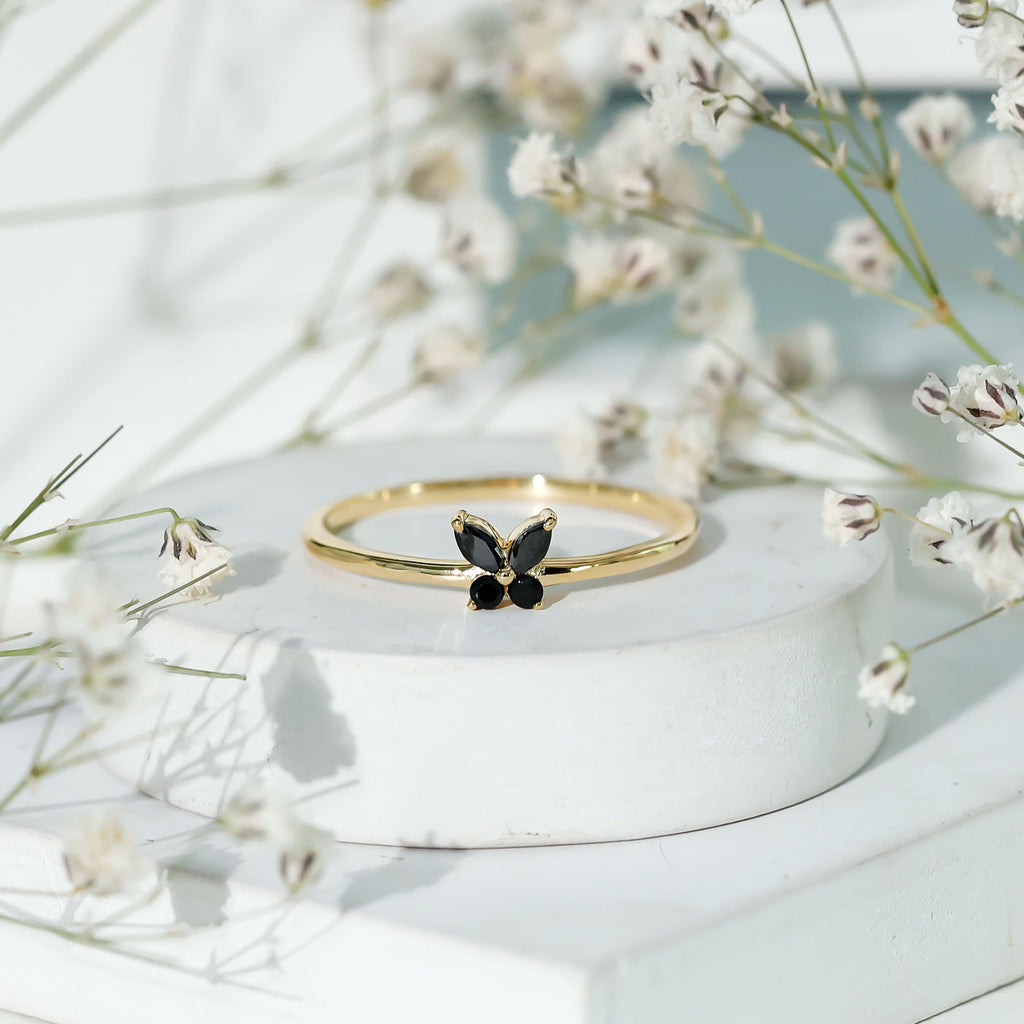 Genuine Black Onyx Butterfly Promise Ring