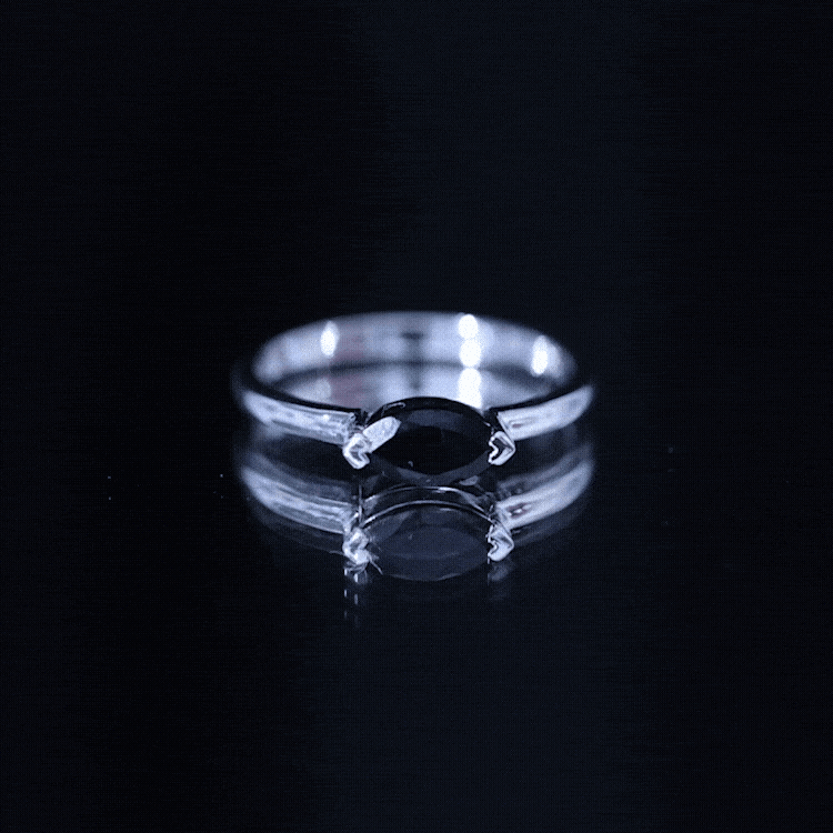 Marquise Shaped Black Onyx Solitaire Promise Ring for Her