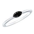 Marquise Shaped Black Onyx Solitaire Promise Ring for Her