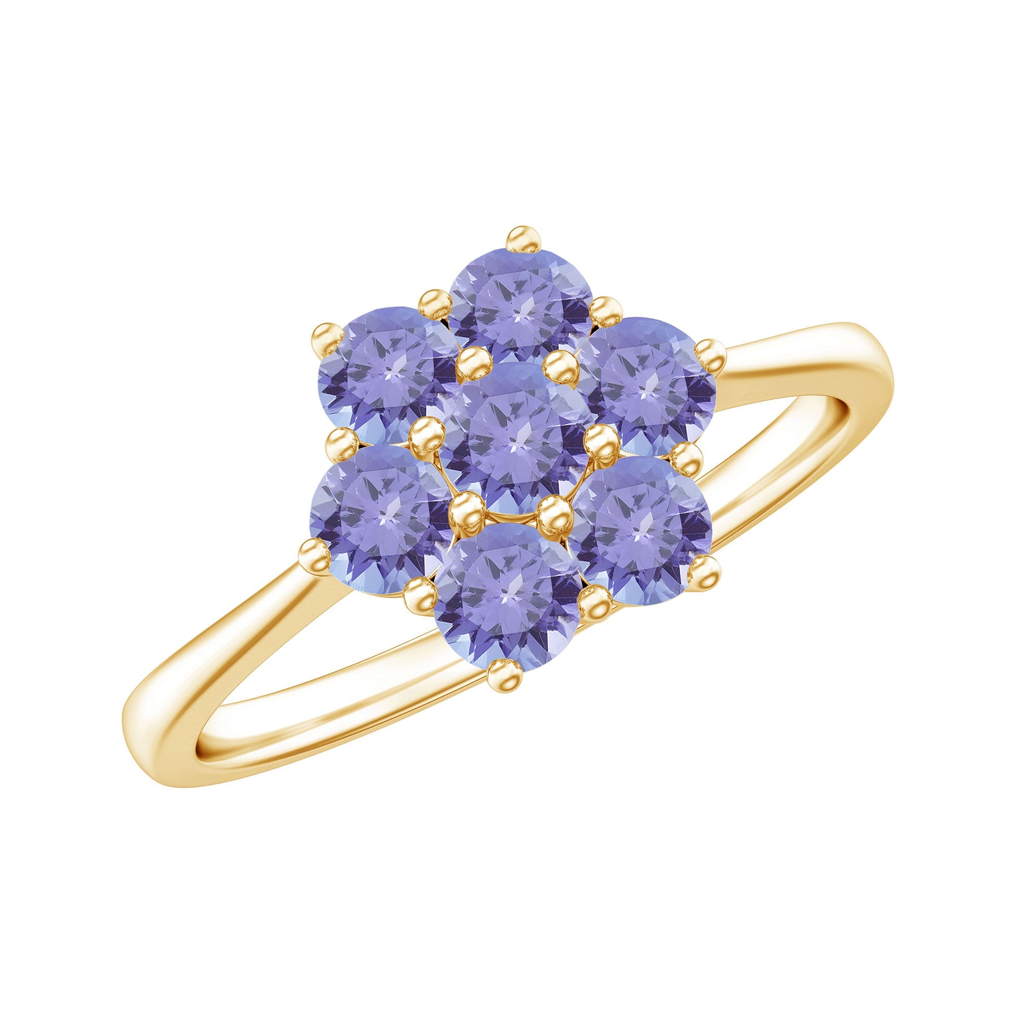 Tanzanite Engagement Ring – Flower Cluster Blue Gemstone Ring AAA Quality
