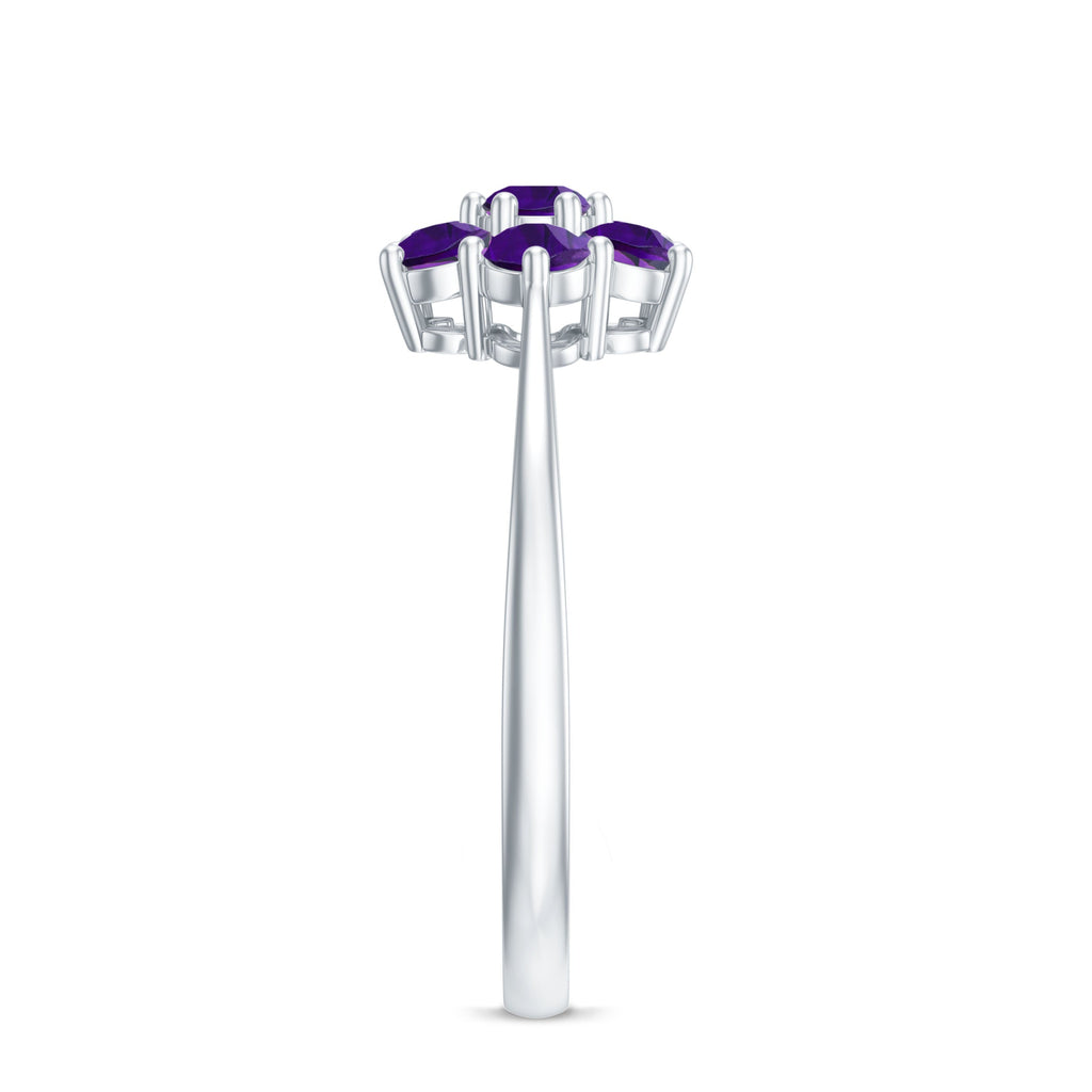 Round Shape Amethyst Cluster Flower Ring for Women
