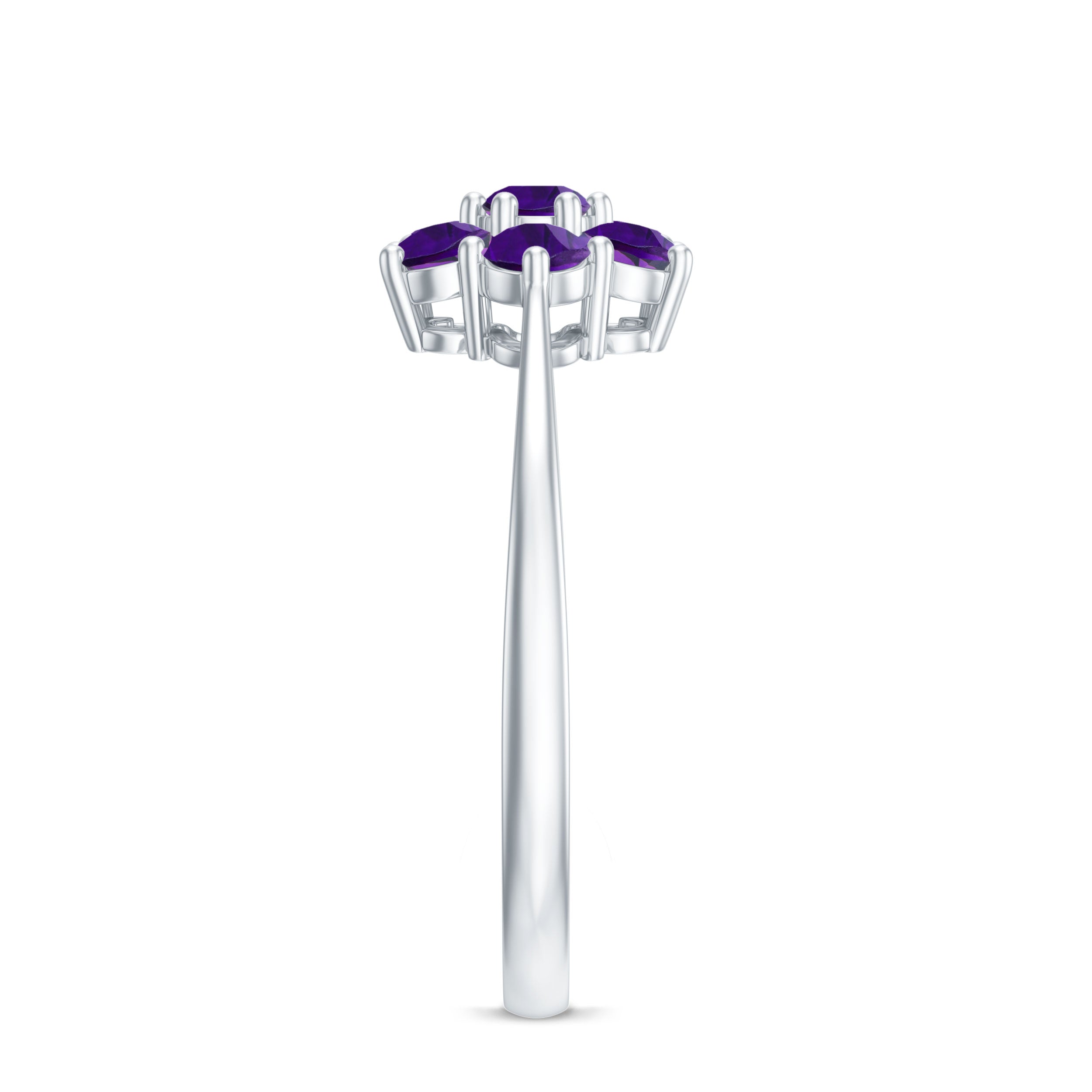 Round Shape Amethyst Cluster Flower Ring for Women