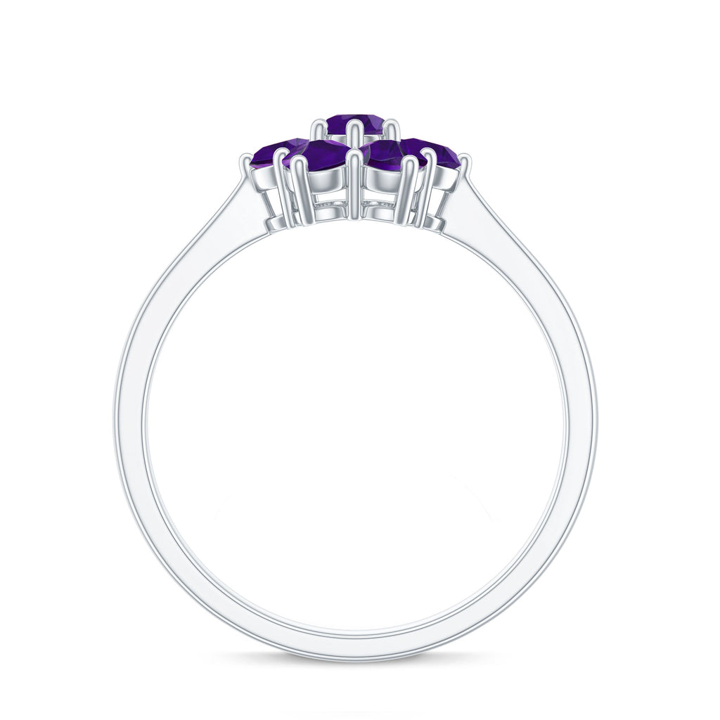 Round Shape Amethyst Cluster Flower Ring for Women