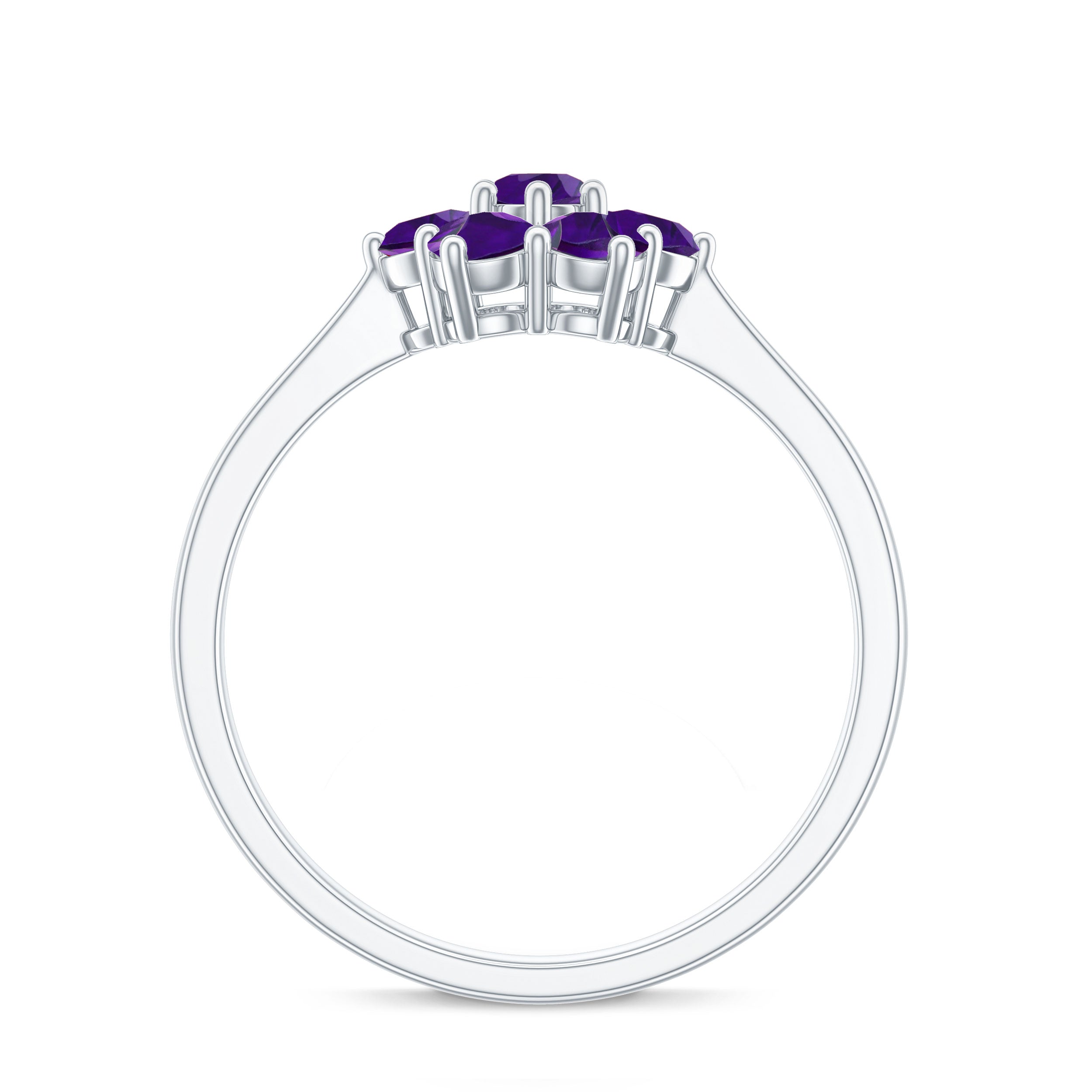 Round Shape Amethyst Cluster Flower Ring for Women
