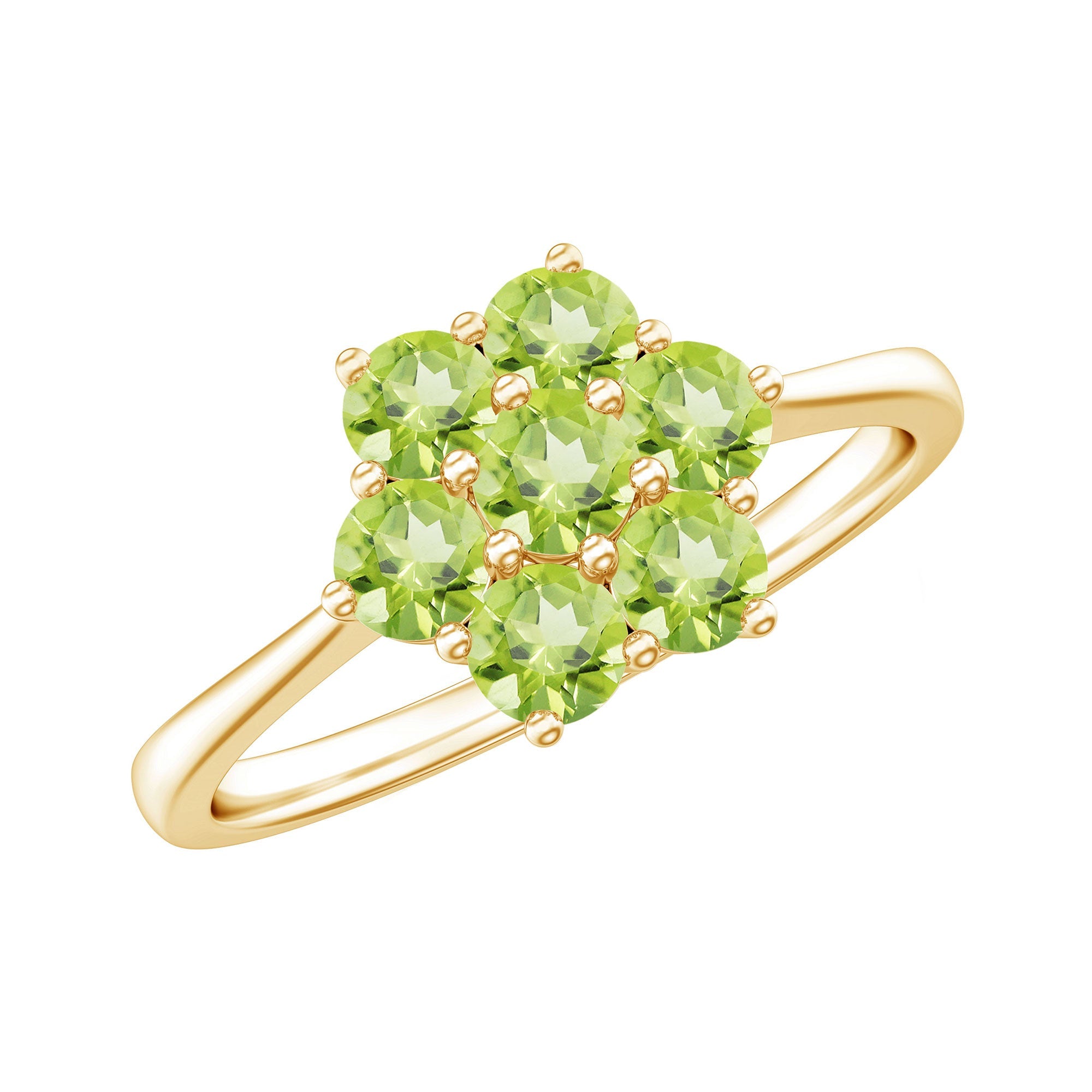 Peridot Flower Engagement Ring – AAA Quality Natural Green Gemstone Cluster