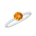 Citrine Engagement Ring – Minimalist Solitaire with Diamond Accents | AAA Quality