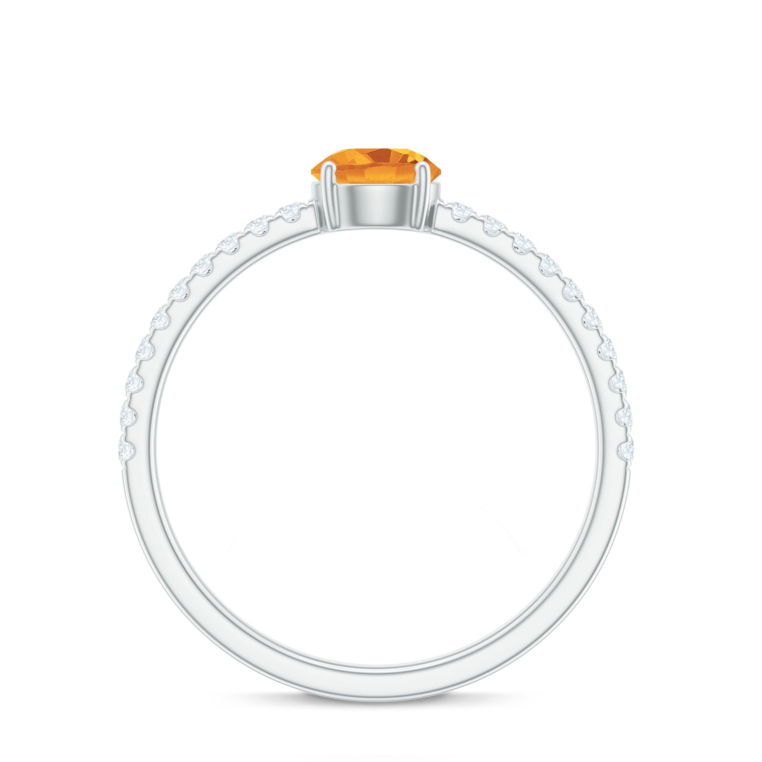 Citrine Engagement Ring – Minimalist Solitaire with Diamond Accents | AAA Quality