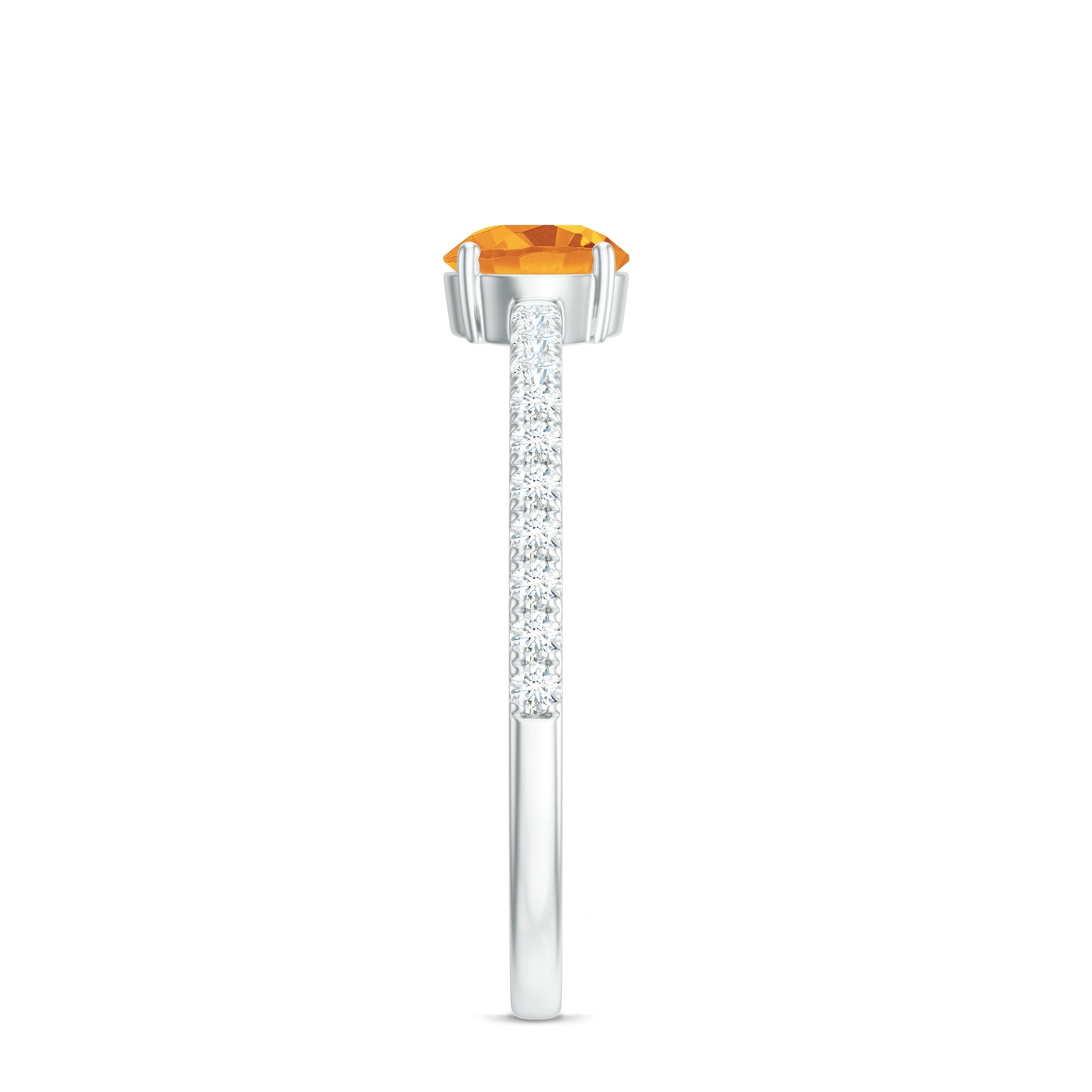 Citrine Engagement Ring – Minimalist Solitaire with Diamond Accents | AAA Quality