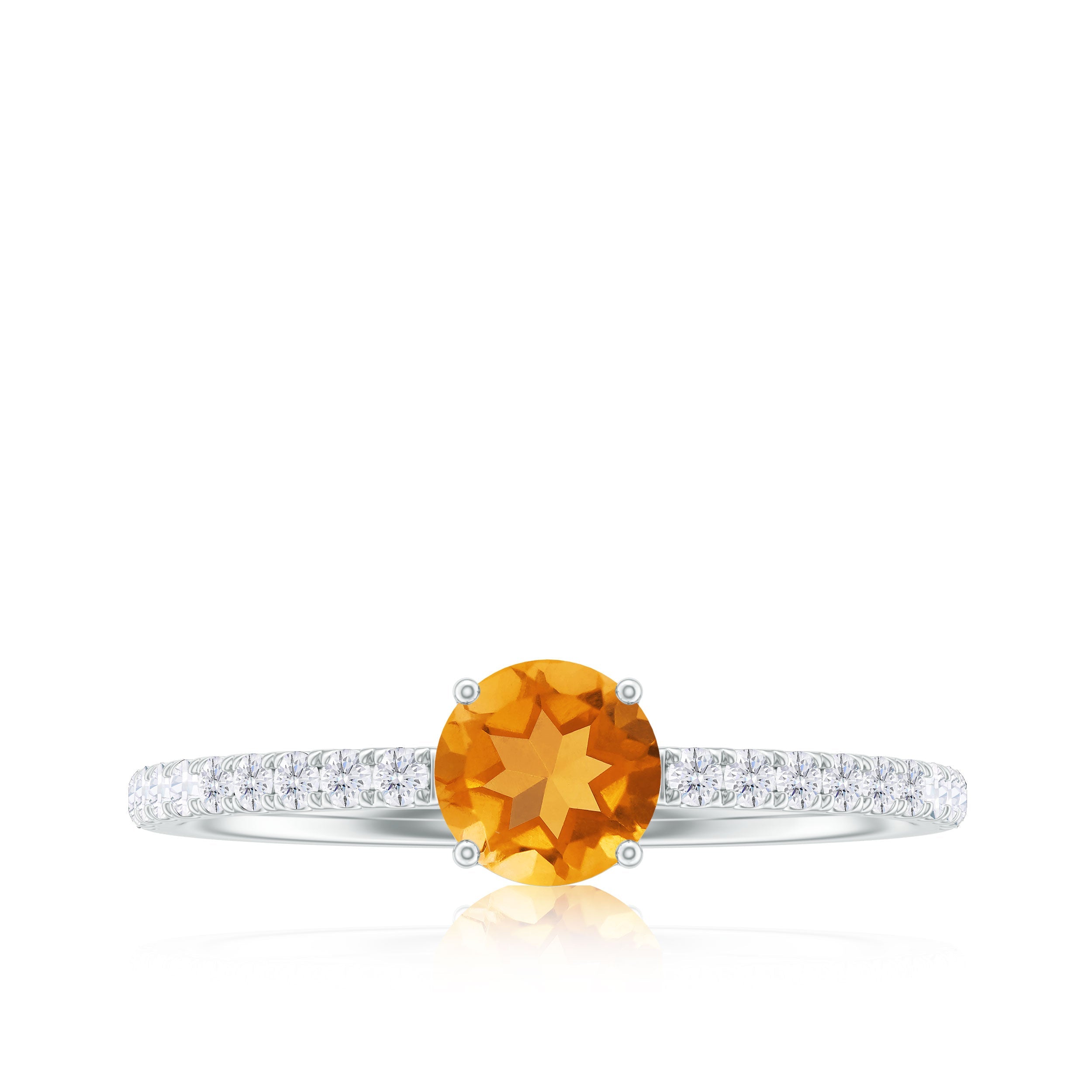 Citrine Engagement Ring – Minimalist Solitaire with Diamond Accents | AAA Quality