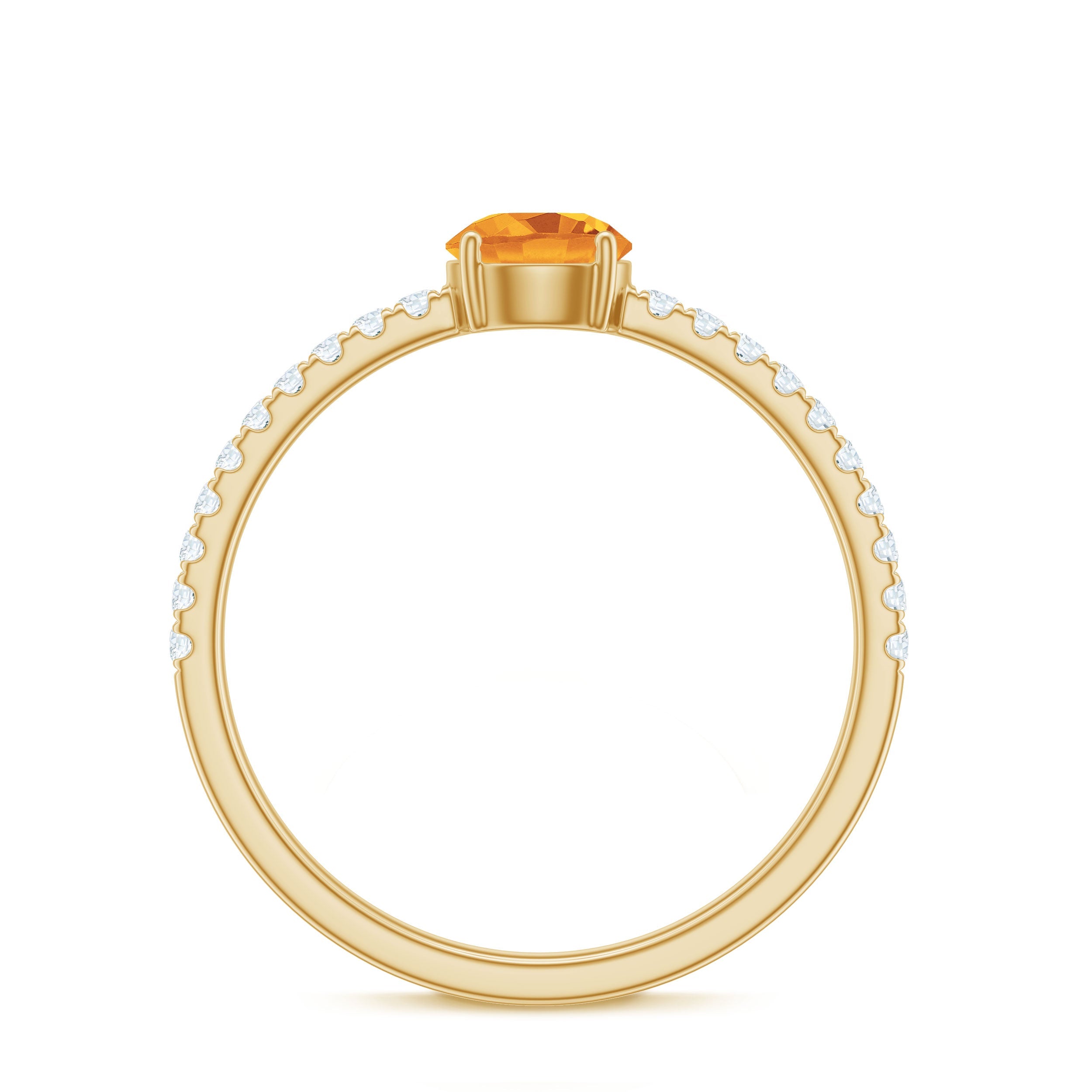 Citrine Engagement Ring – Minimalist Solitaire with Diamond Accents | AAA Quality