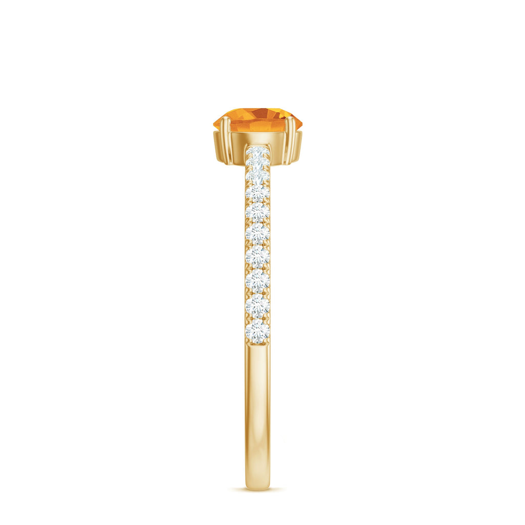 Citrine Engagement Ring – Minimalist Solitaire with Diamond Accents | AAA Quality
