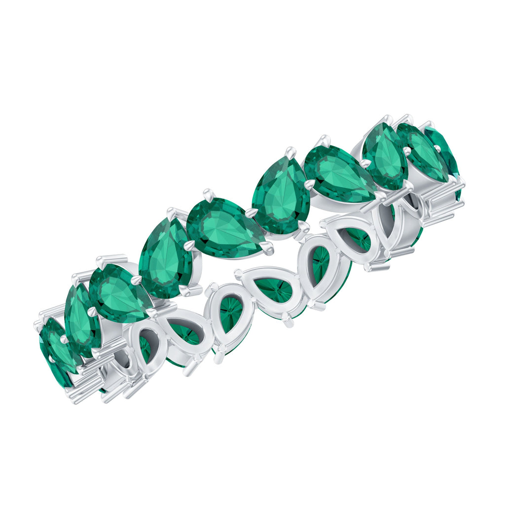 Emerald Eternity Ring – Lab Grown Pear Cut Emerald Full Eternity Band