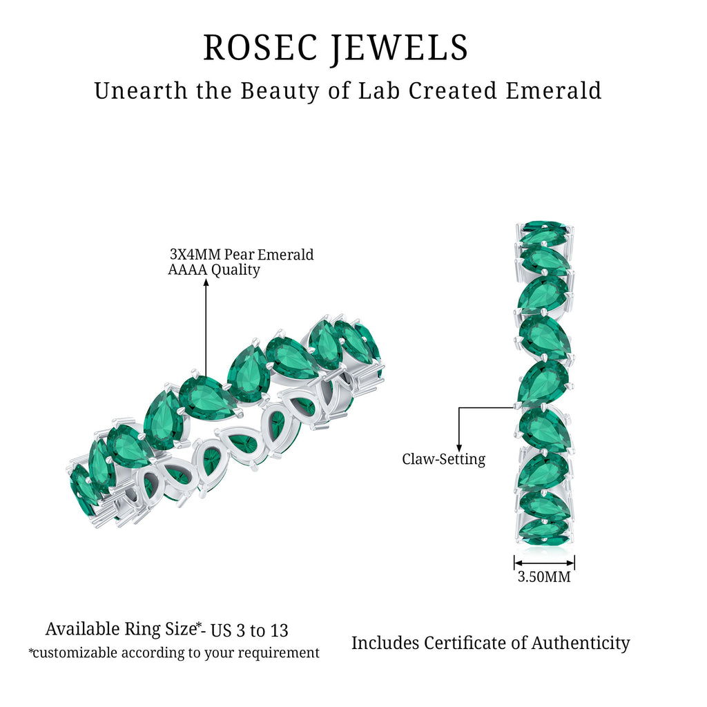 Emerald Eternity Ring – Lab Grown Pear Cut Emerald Full Eternity Band
