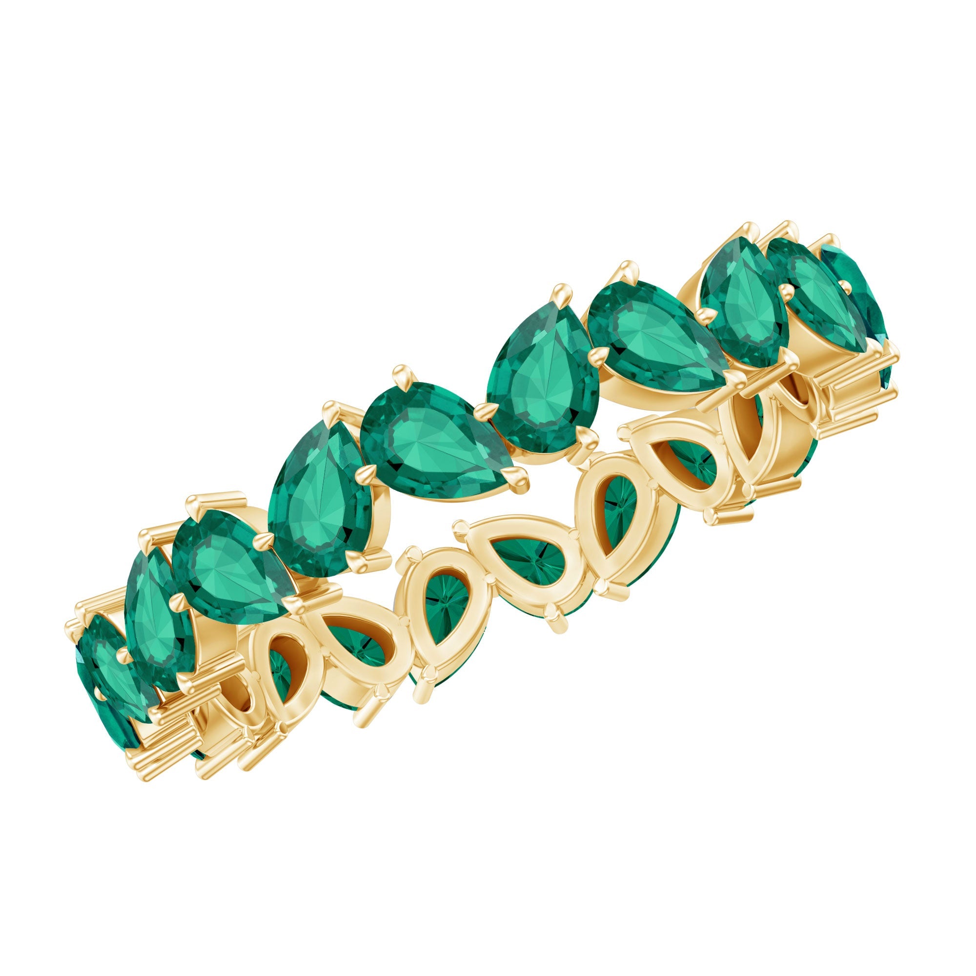 Emerald Eternity Ring – Lab Grown Pear Cut Emerald Full Eternity Band