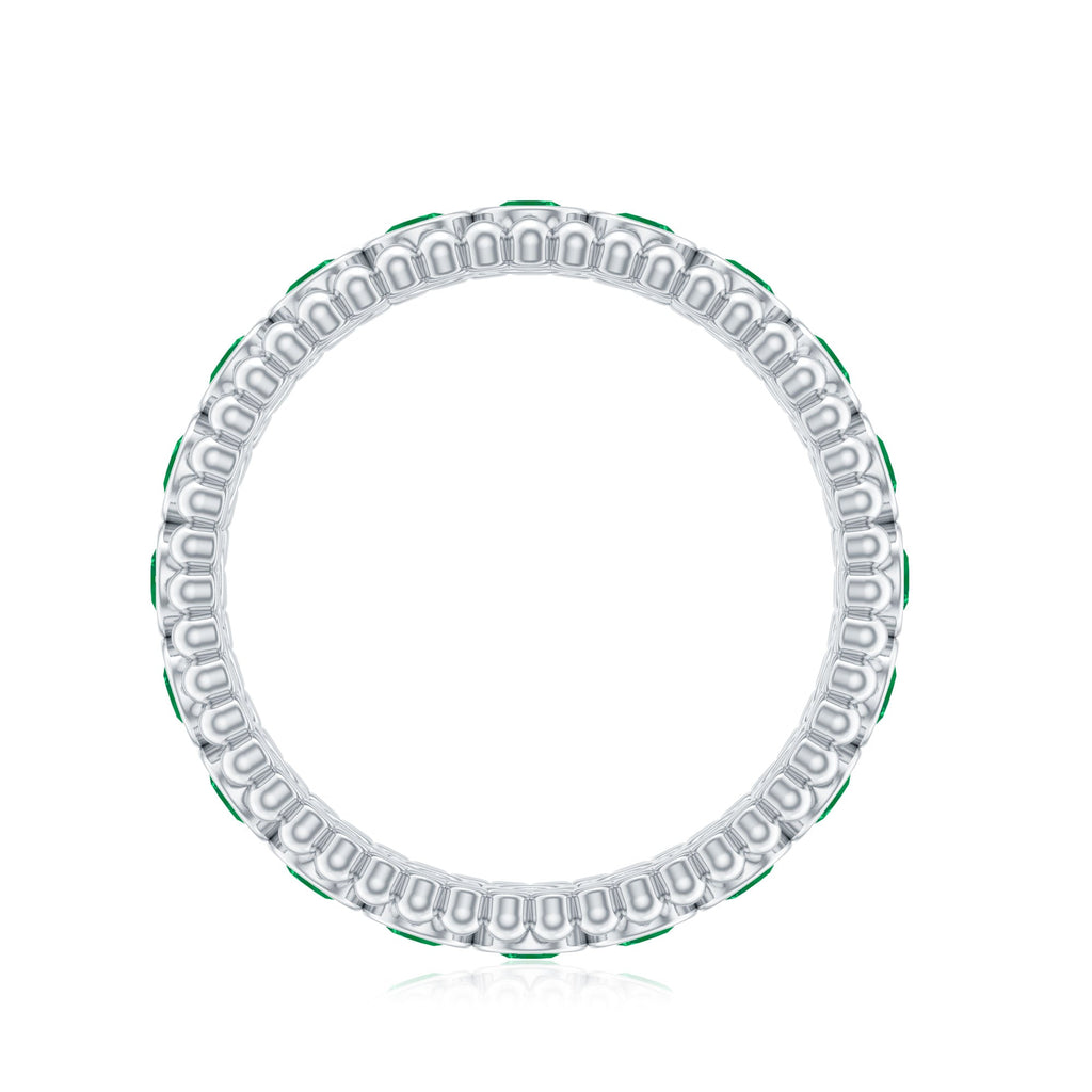 Emerald Wedding Band – Vintage Bezel Setting Ring with AAA Quality Emeralds