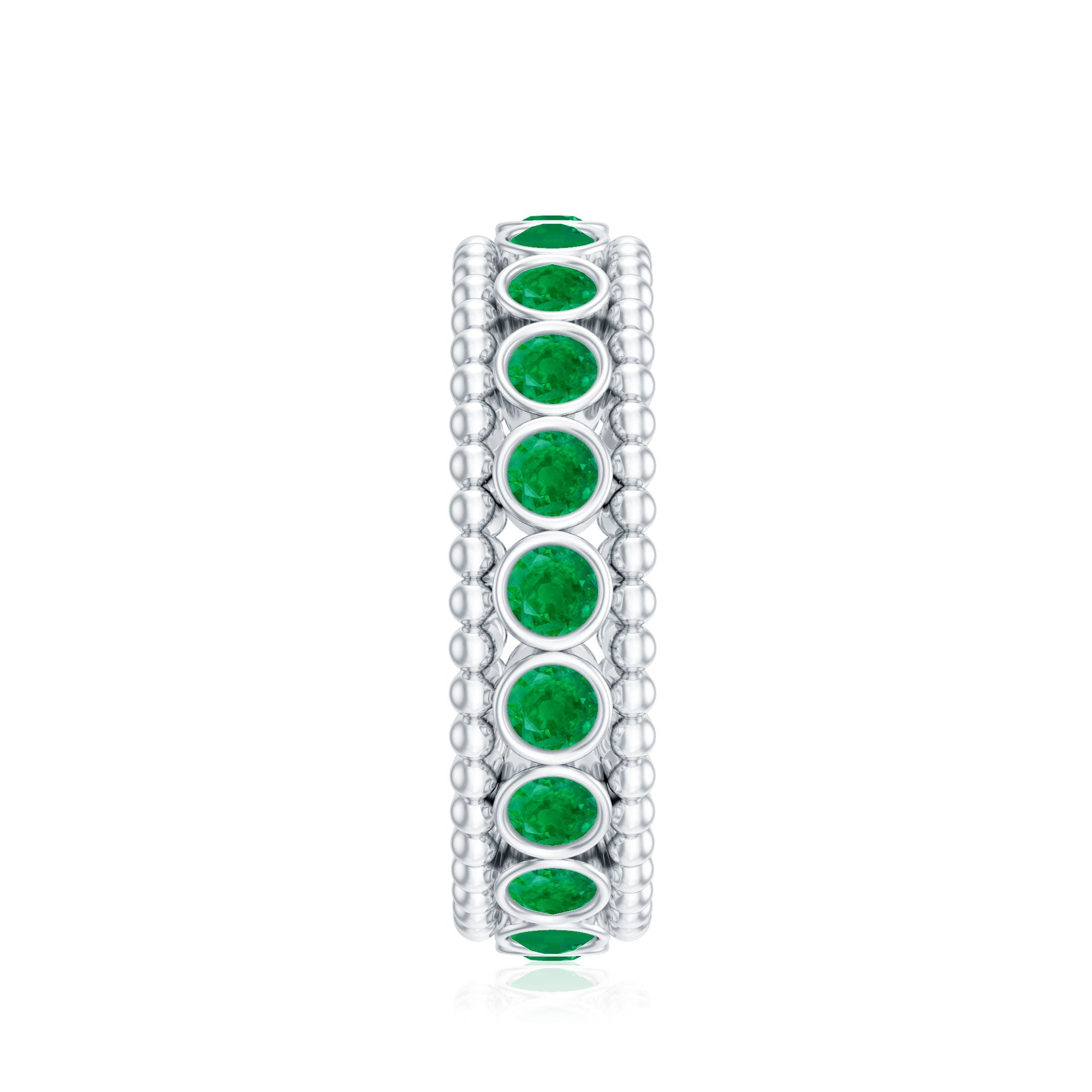 Emerald Wedding Band – Vintage Bezel Setting Ring with AAA Quality Emeralds