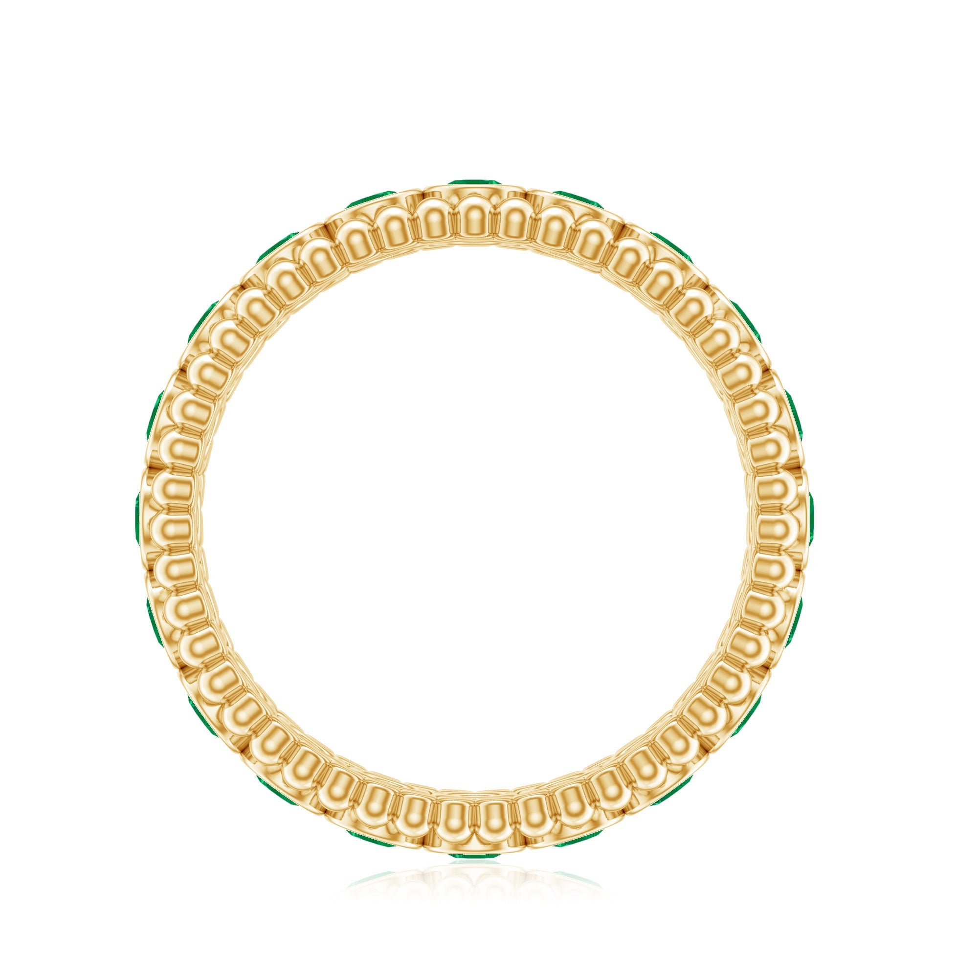 Emerald Wedding Band – Vintage Bezel Setting Ring with AAA Quality Emeralds