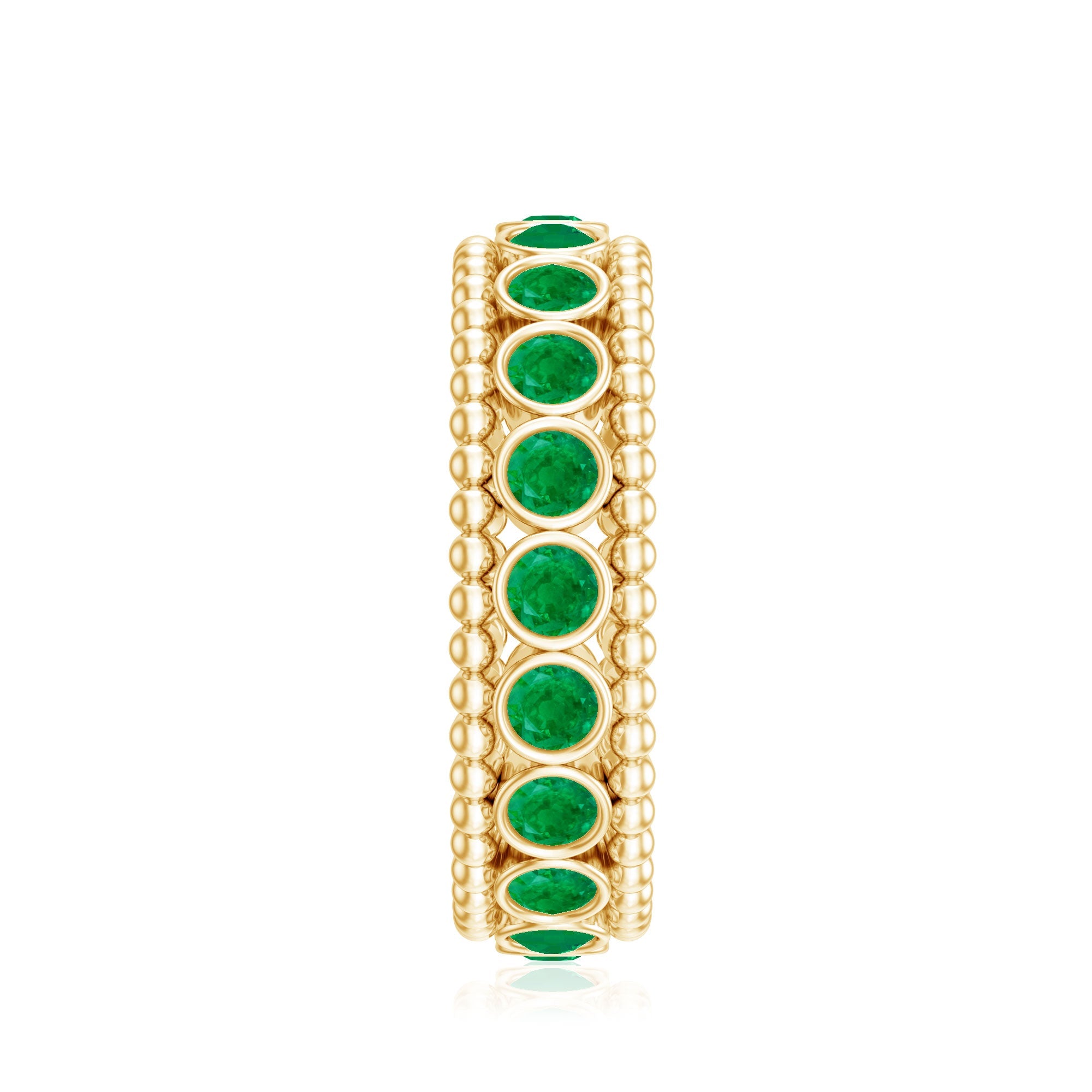 Emerald Wedding Band – Vintage Bezel Setting Ring with AAA Quality Emeralds