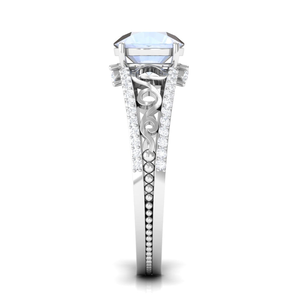 0.8 Carat Designer Moonstone Solitaire Engagement Ring with Diamond