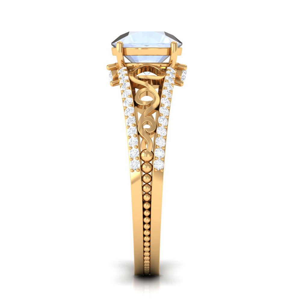 0.8 Carat Designer Moonstone Solitaire Engagement Ring with Diamond