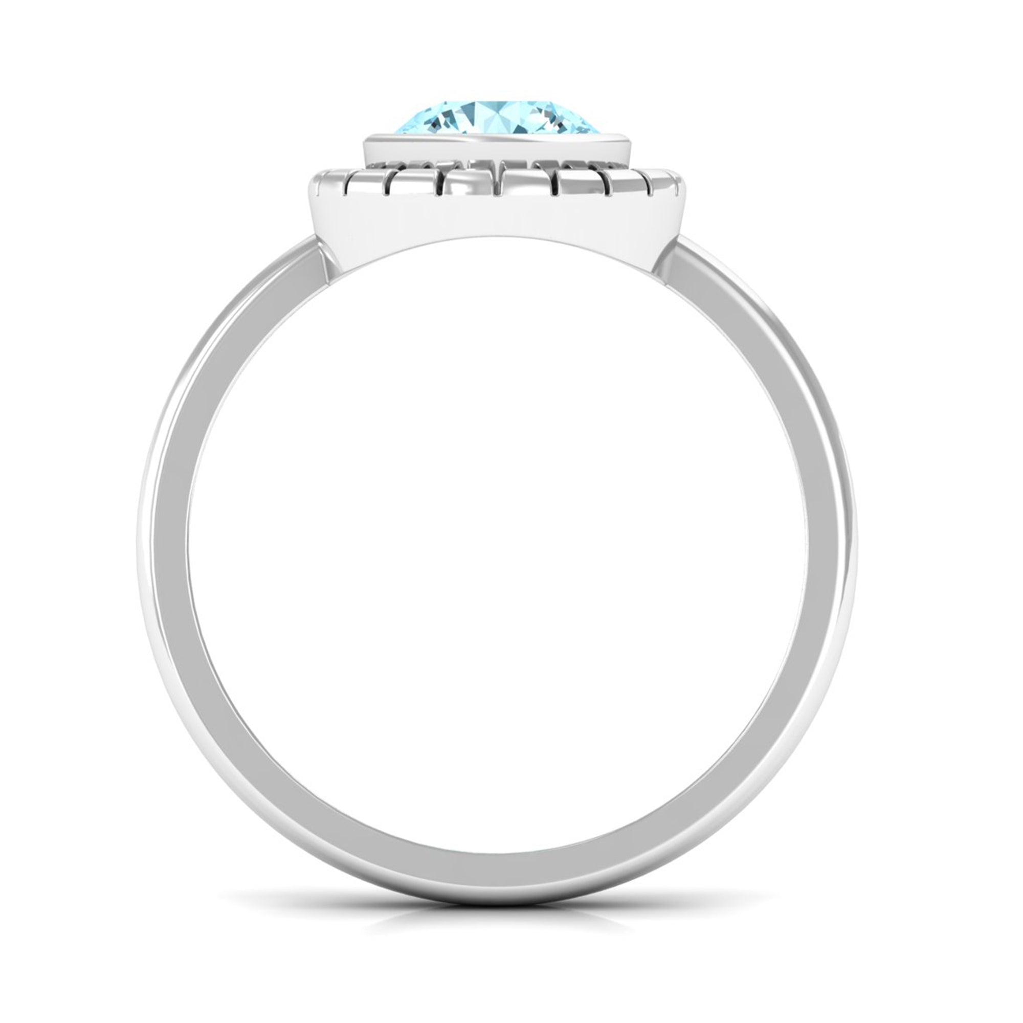 Aquamarine Solitaire Ring – Bezel Set Round Blue Gemstone Engagement Band