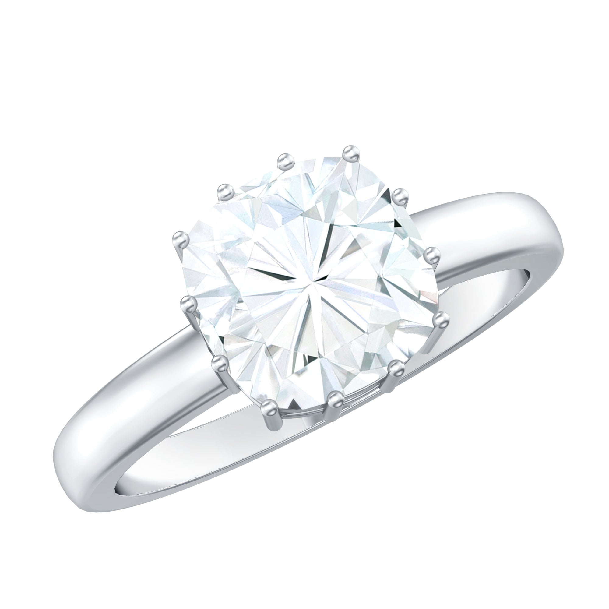 Moissanite Engagement Ring – 8 MM Cushion Cut Solitaire With Prong Setting
