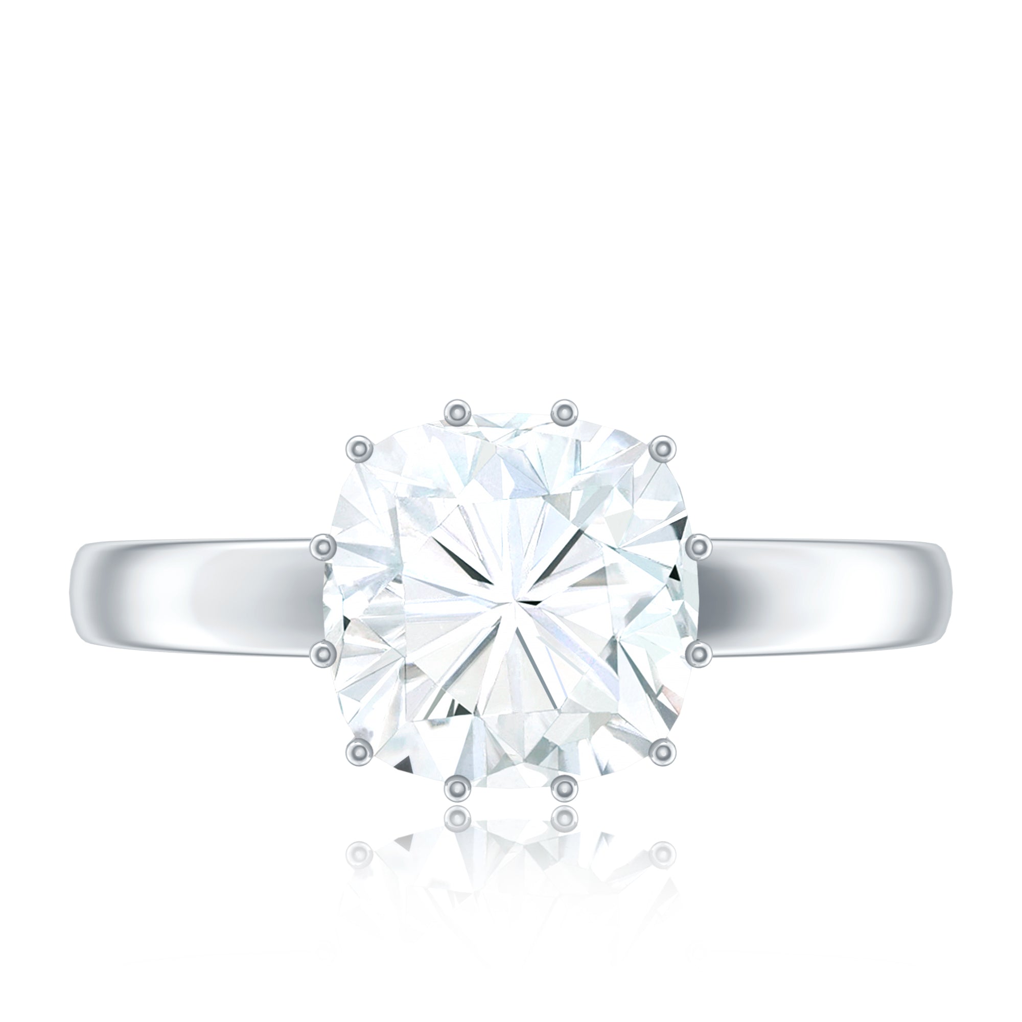 Moissanite Engagement Ring – 8 MM Cushion Cut Solitaire With Prong Setting