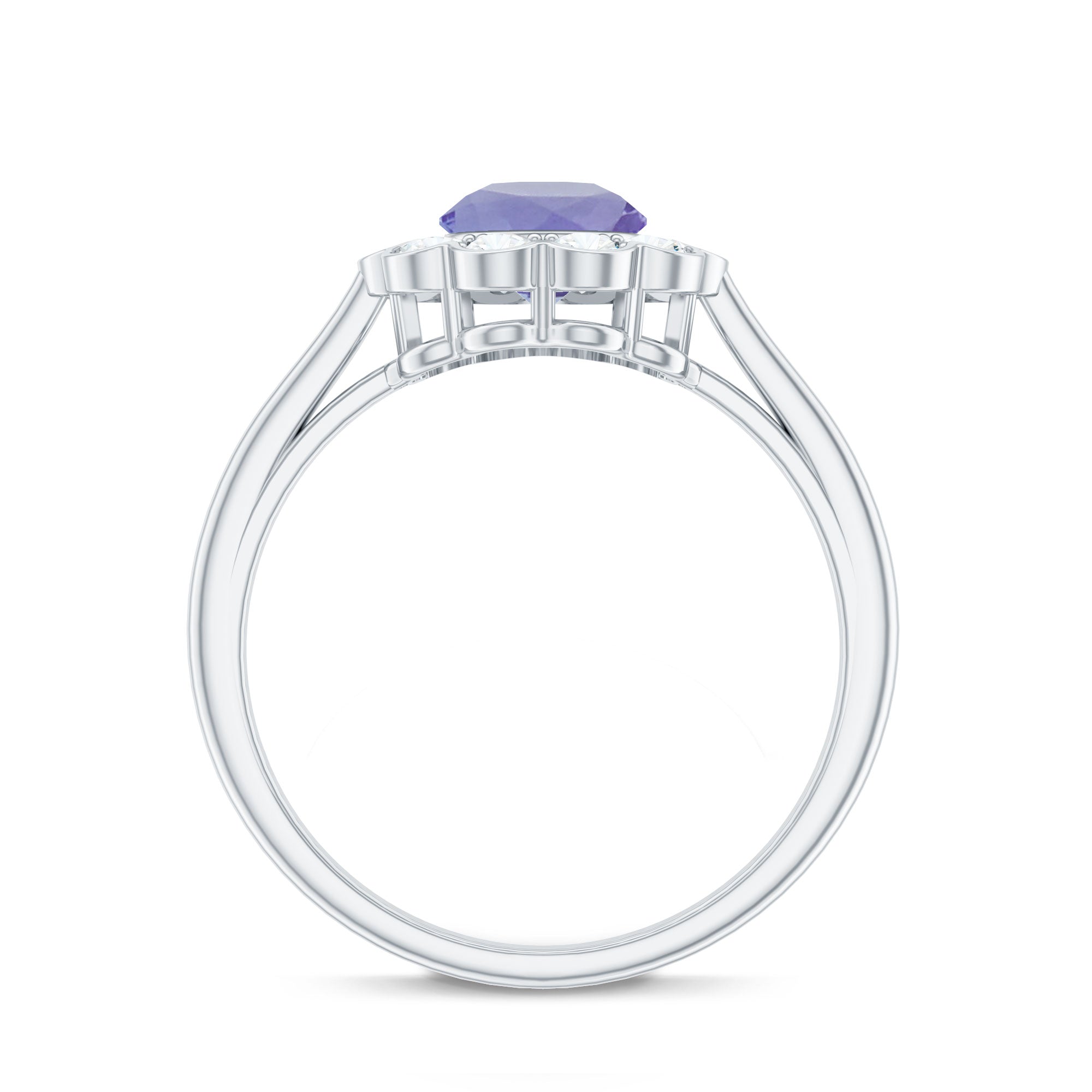 Tanzanite Engagement Ring – Floral Inspired Design With Diamond Halo Ring