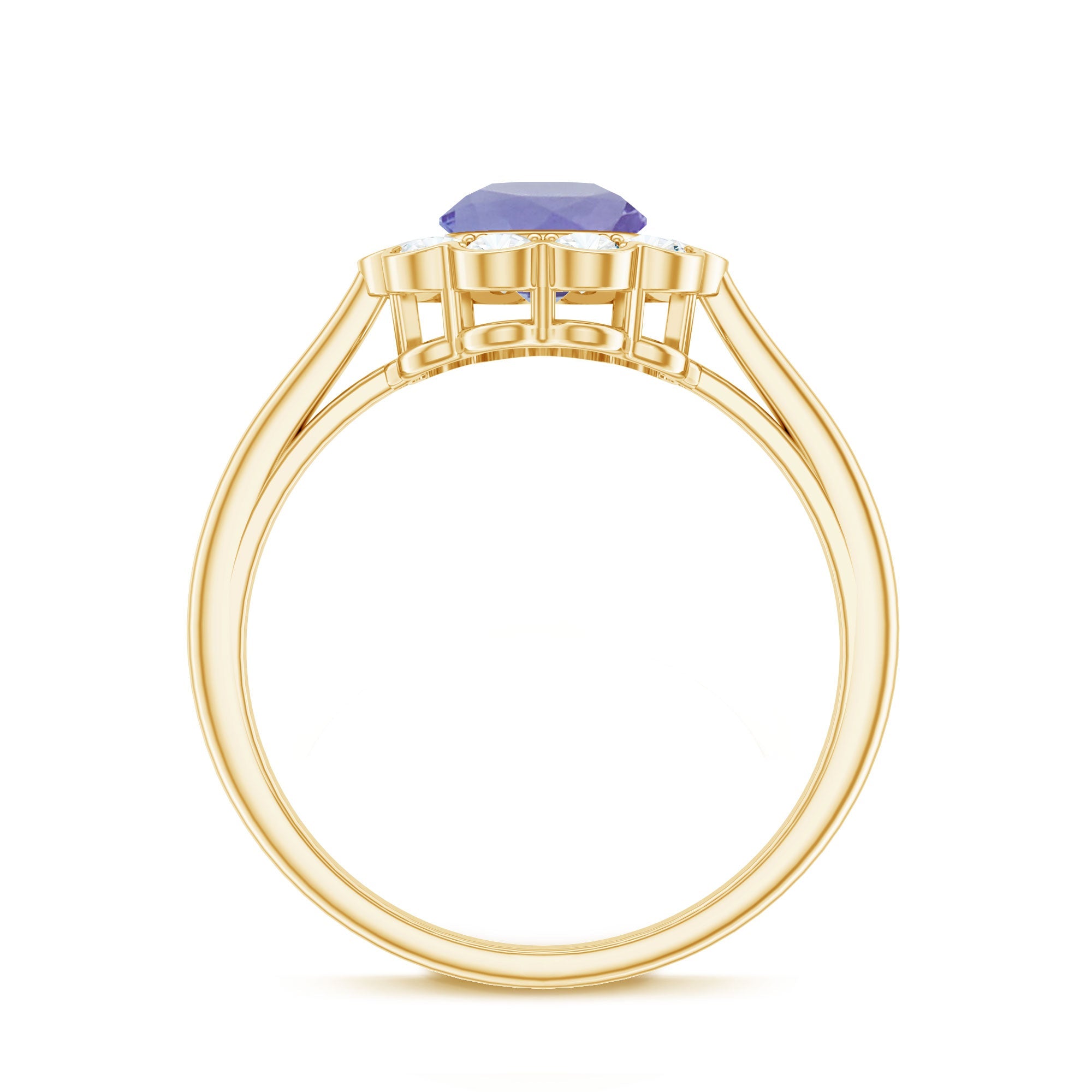 Tanzanite Engagement Ring – Floral Inspired Design With Diamond Halo Ring