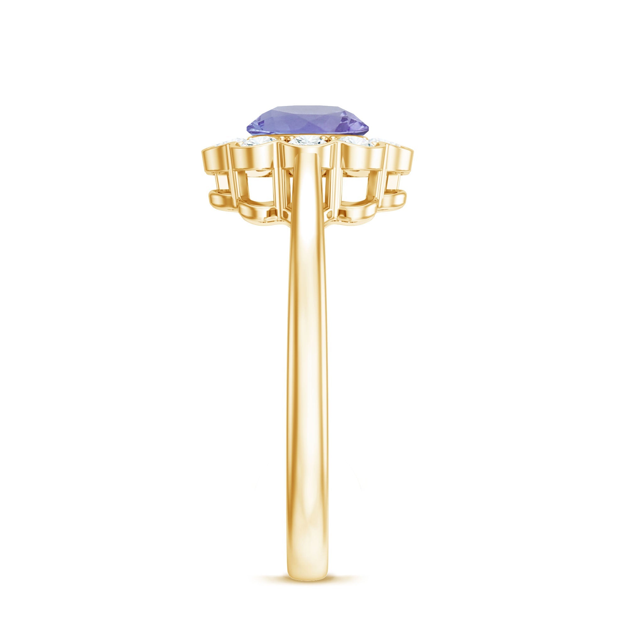 Tanzanite Engagement Ring – Floral Inspired Design With Diamond Halo Ring