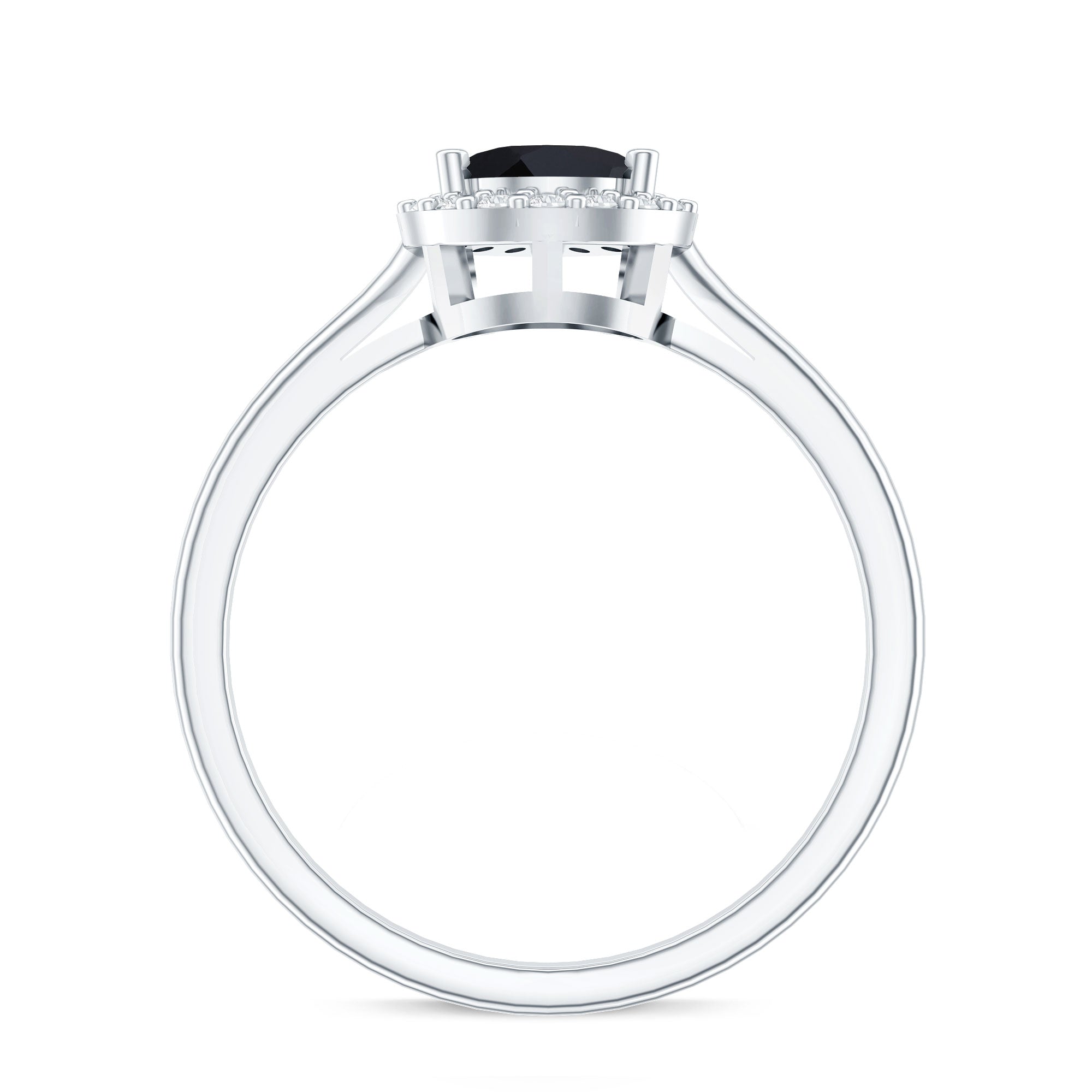 Certified Real Black Spinel Teardrop Engagement Ring with Diamond Halo