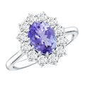 Oval Tanzanite Ring - 1.3 Carat Blue Gemstone With Moissanite Halo In Silver Band
