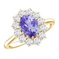 Tanzanite Engagement Ring – 1 Carat Oval Halo Ring with Moissanite Sparkle