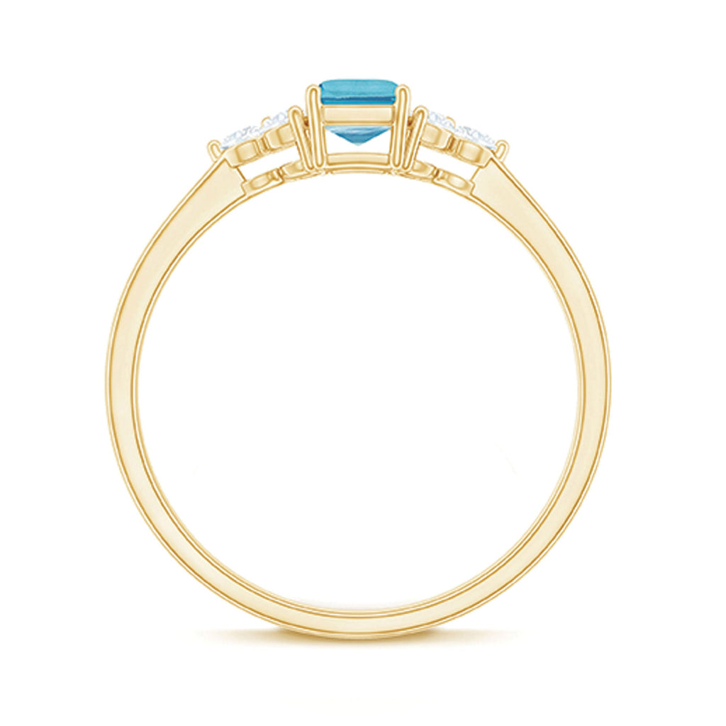 Aquamarine Engagement Ring – Emerald Cut Aquamarine With Trio Diamond Design
