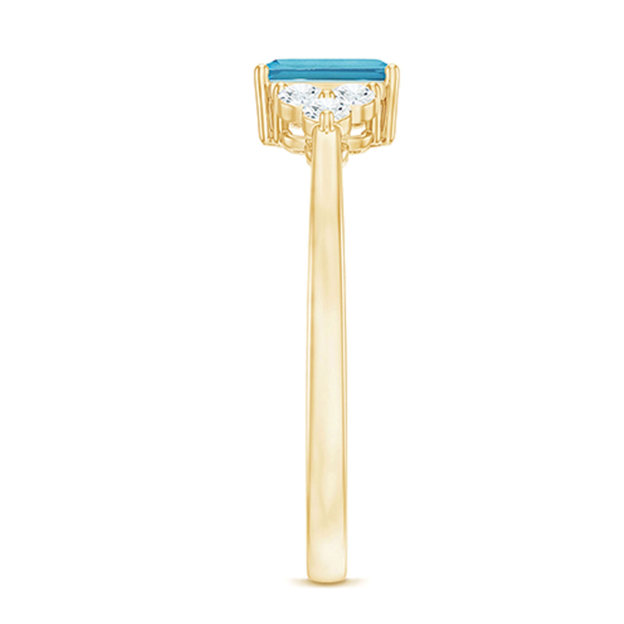 Aquamarine Engagement Ring – Emerald Cut Aquamarine With Trio Diamond Design