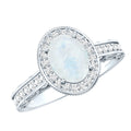 1.50 CT Moonstone and Diamond Engagement Ring with Milgrain Details