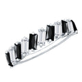 Baguette Cut Black Onyx and Moissanite Tilted Half Eternity Ring
